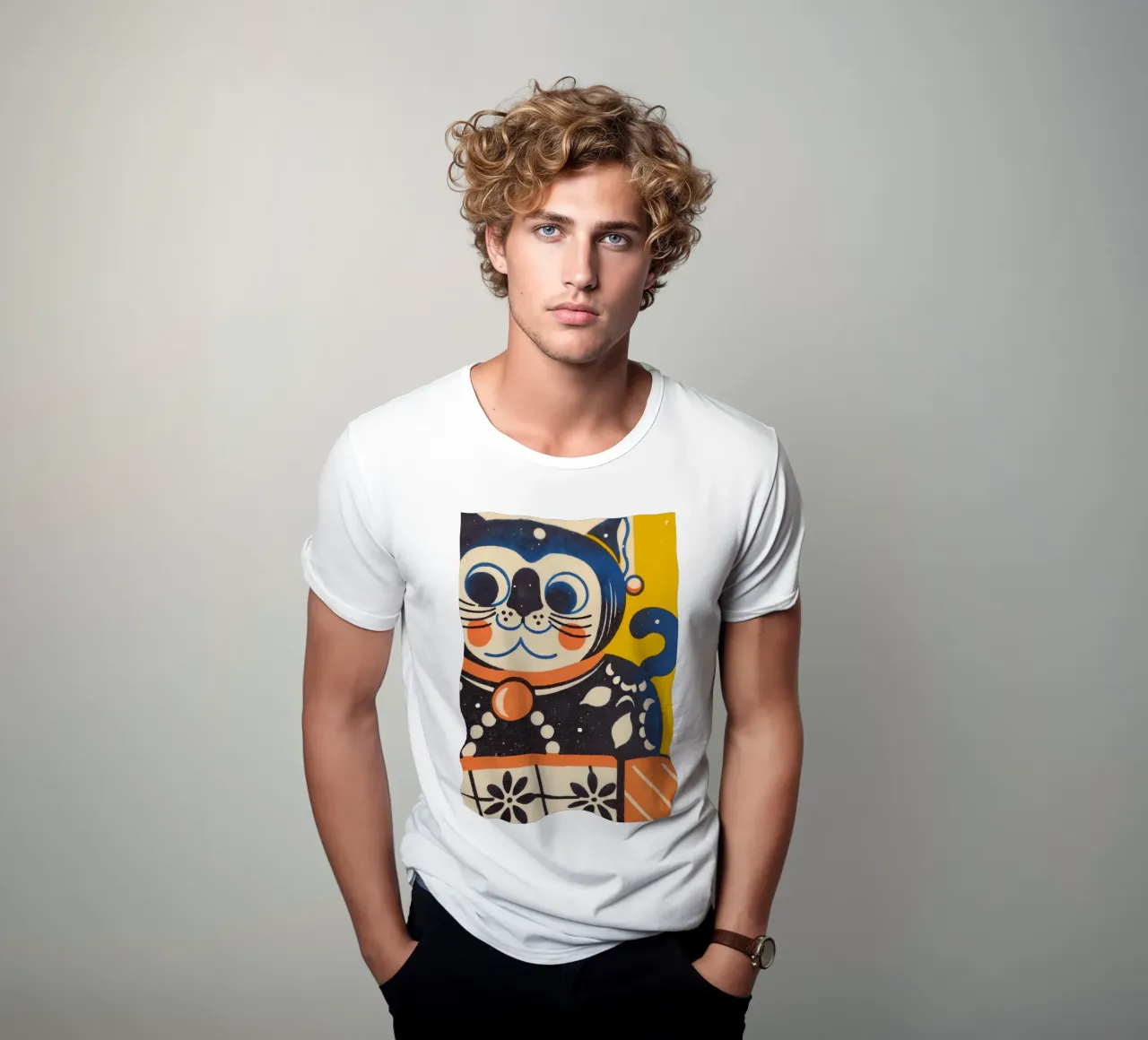 Gato de la suerte estilo retro camiseta de Studio Mooodz