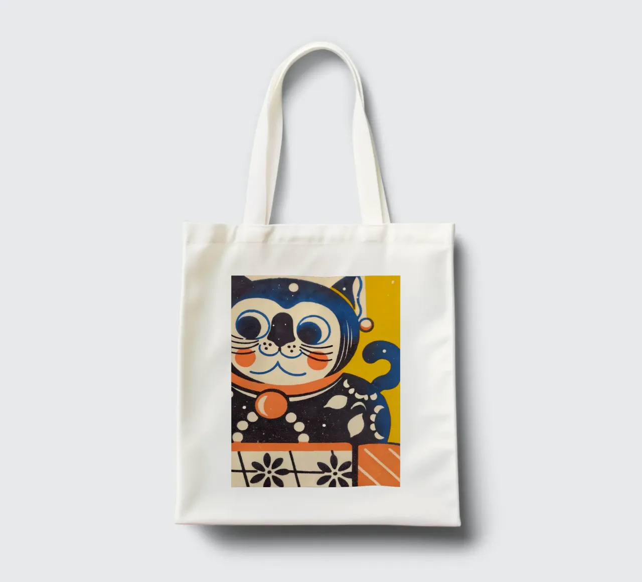 Gatto fortunato in stile retrò borsa in juta da Studio Mooodz