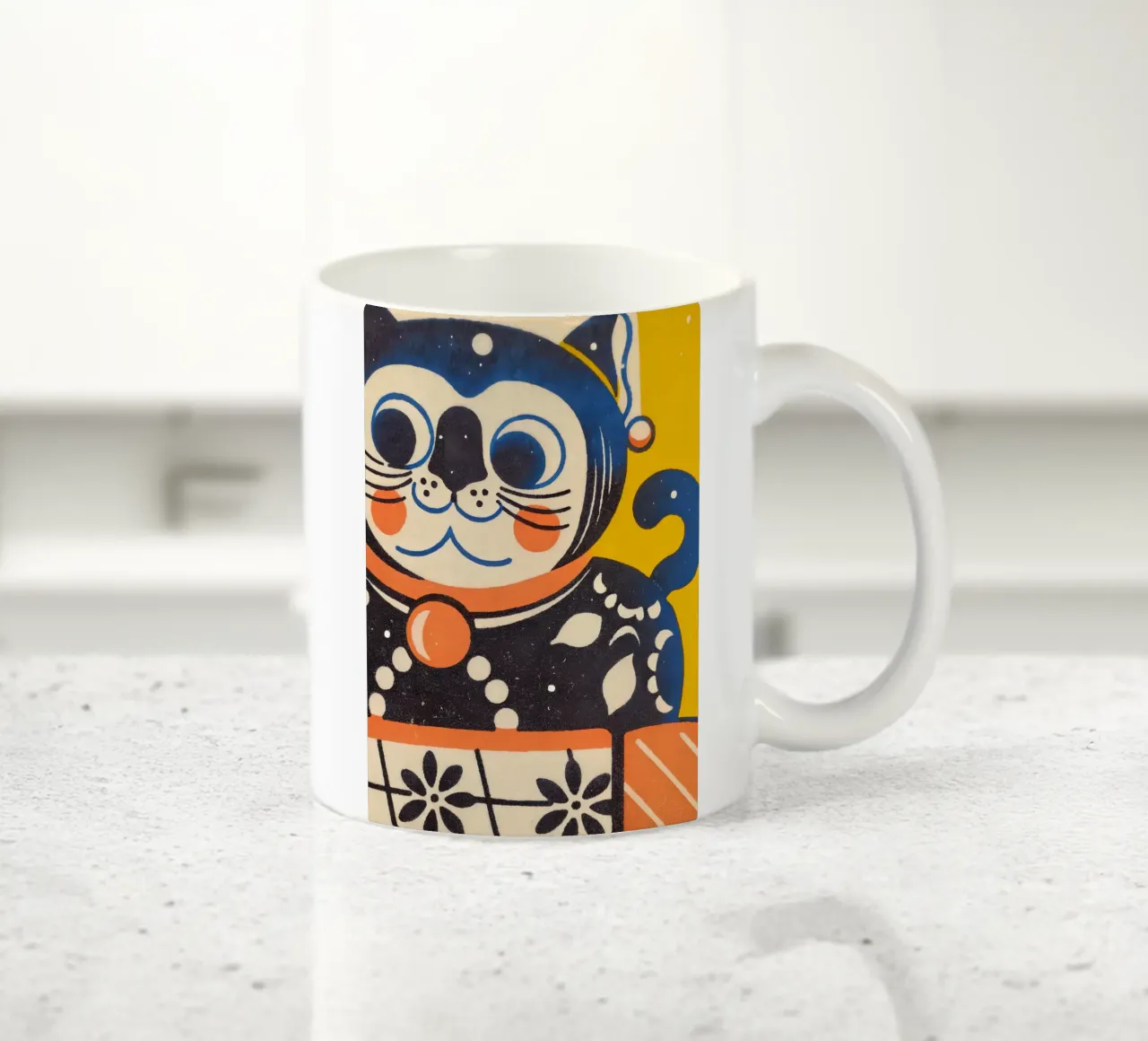 Gatto fortunato in stile retrò tazza in ceramica da Studio Mooodz