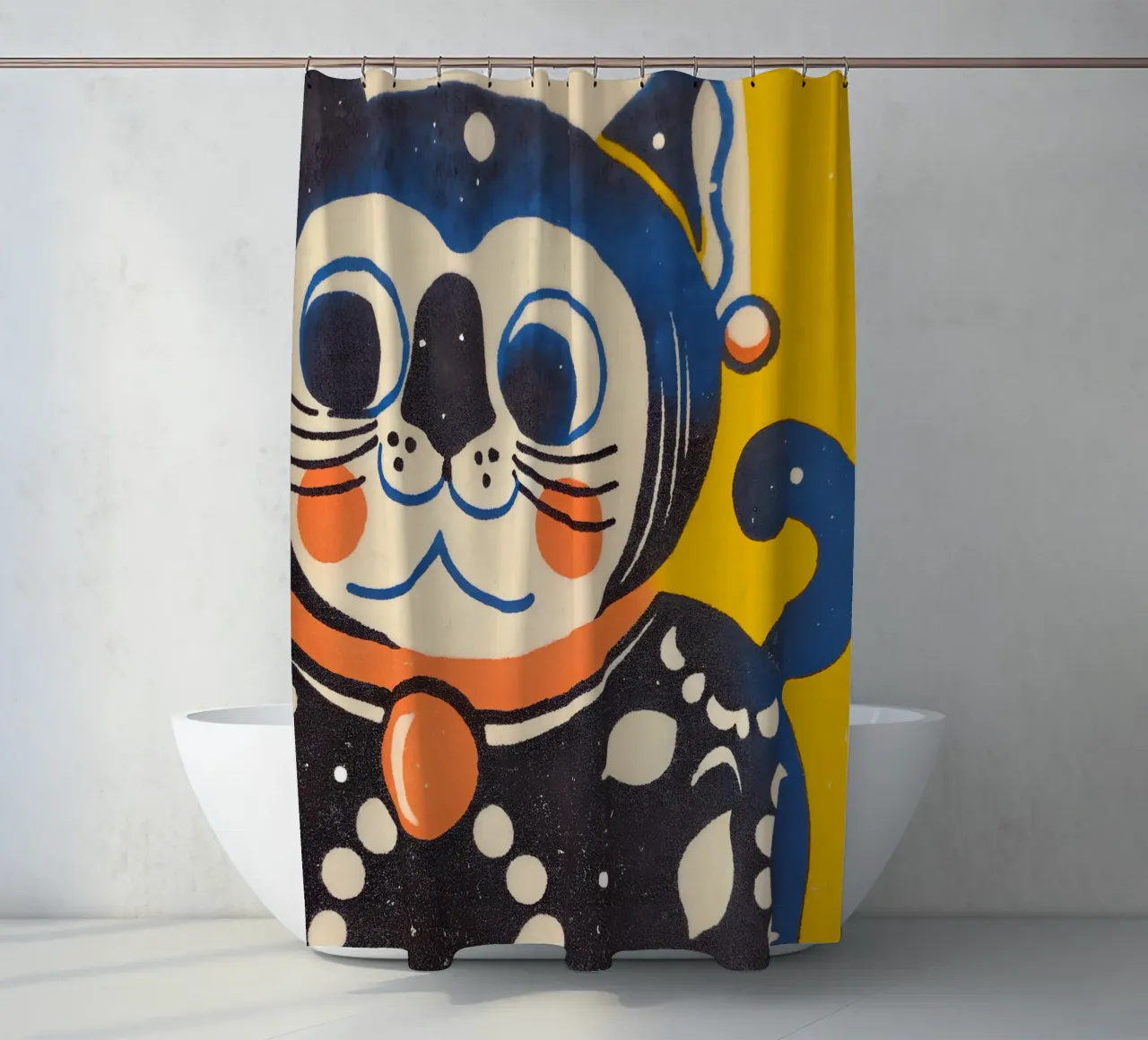 Gatto fortunato in stile retrò tenda da doccia da Studio Mooodz