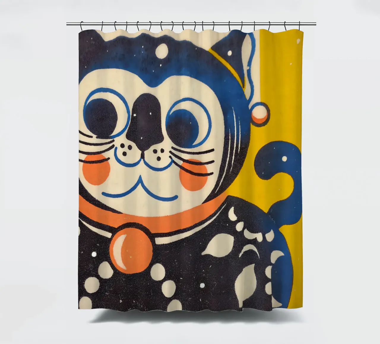 Gatto fortunato in stile retrò tenda da doccia da Studio Mooodz