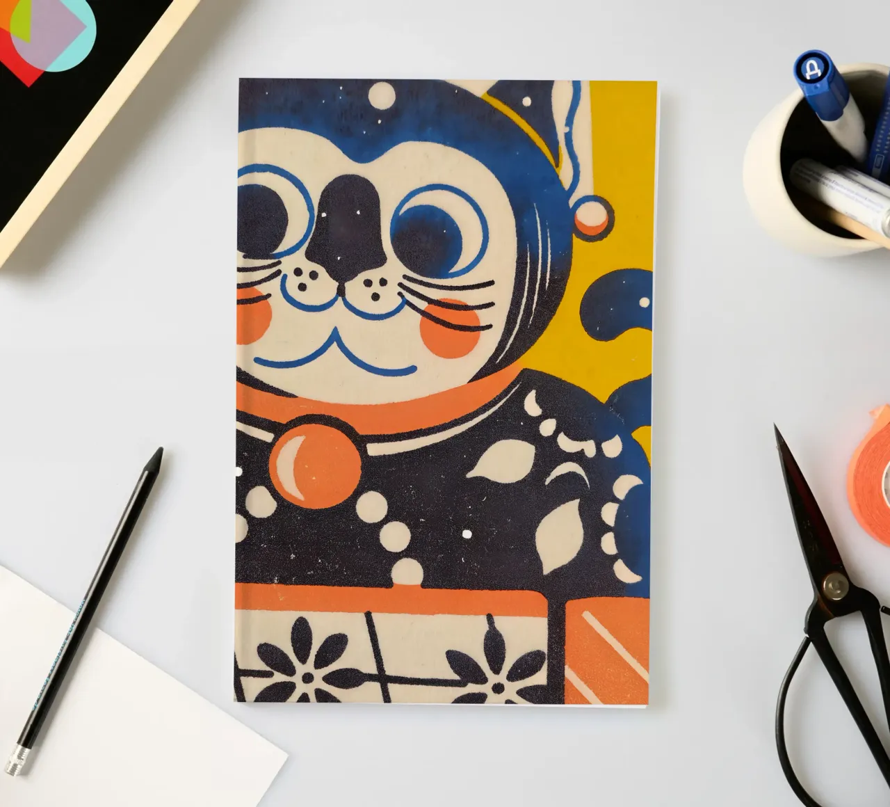 Glückskatze Retro-Stil Notizbuch von Studio Mooodz