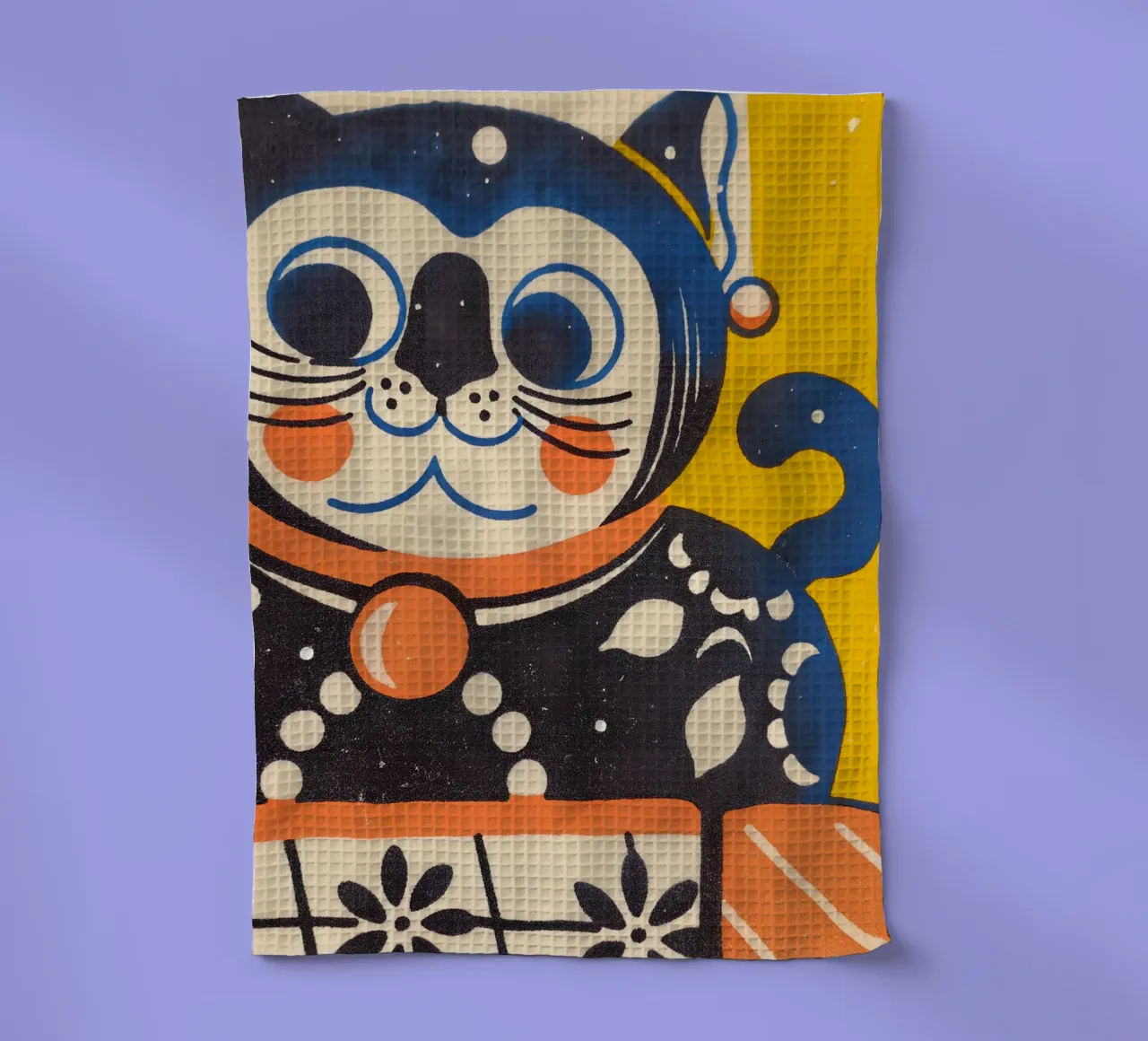 Chat chanceux style rétro torchon de Studio Mooodz