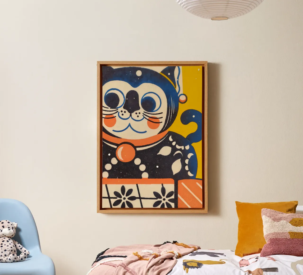 Lucky Cat Retro Style canvas by Studio Mooodz
