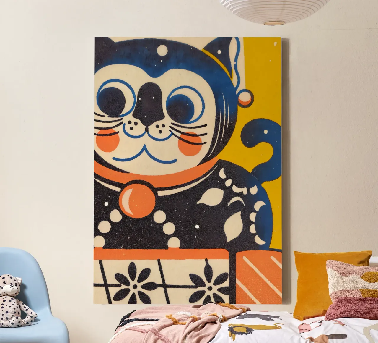 Lucky Cat Retro Style canvas by Studio Mooodz