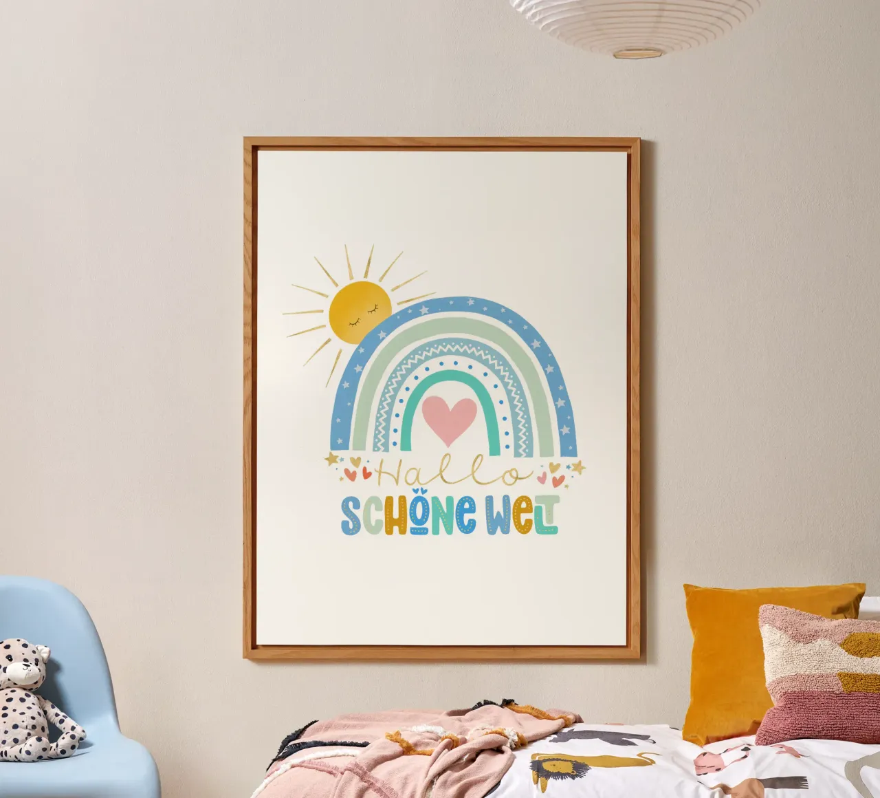 Hallo mooie wereld. Voor baby's en peuters. Voor jongens. aluminium-dibond van CalliLetters