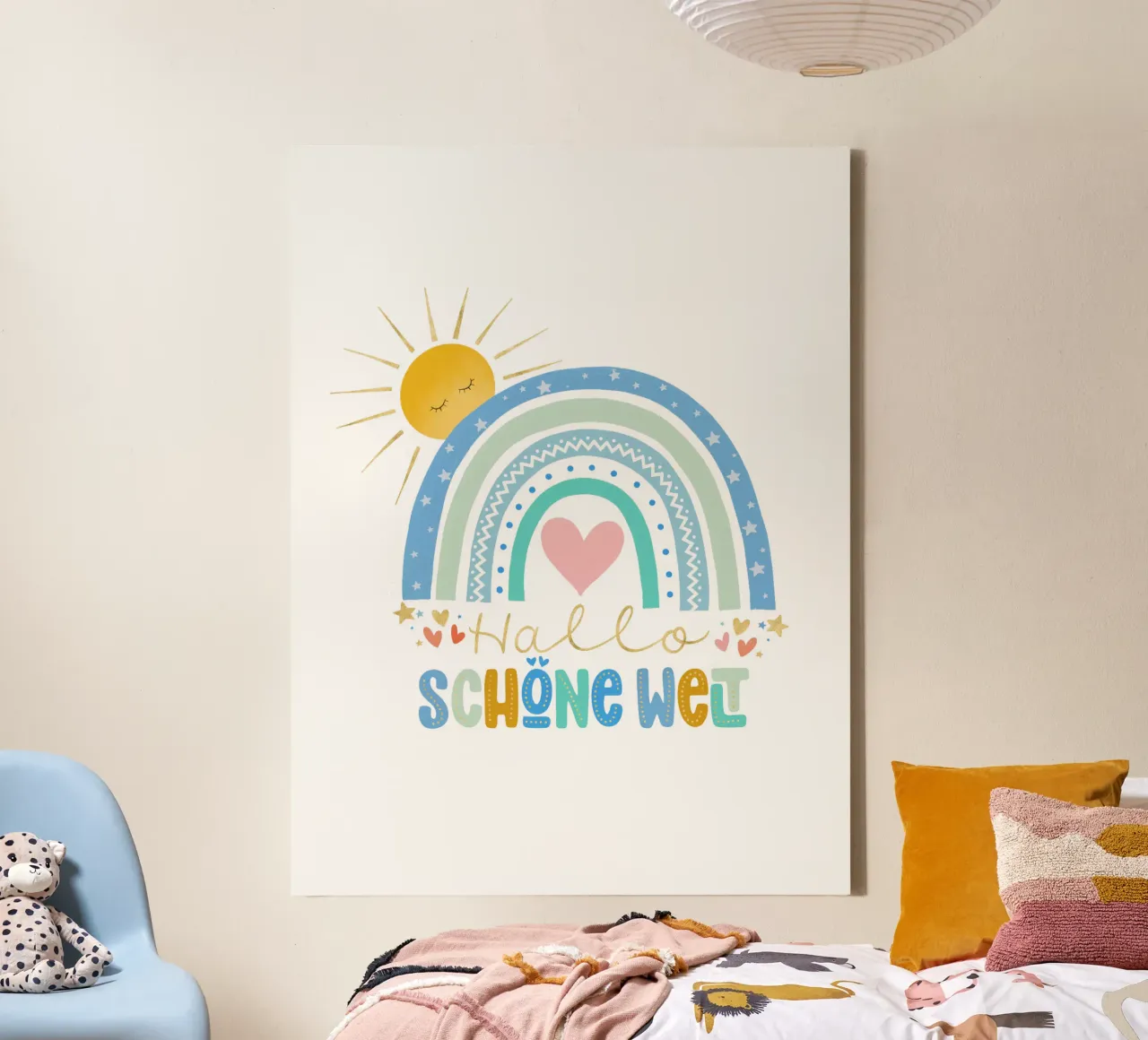 Hello beautiful world. For babies and toddlers. For boys. canvas by CalliLetters