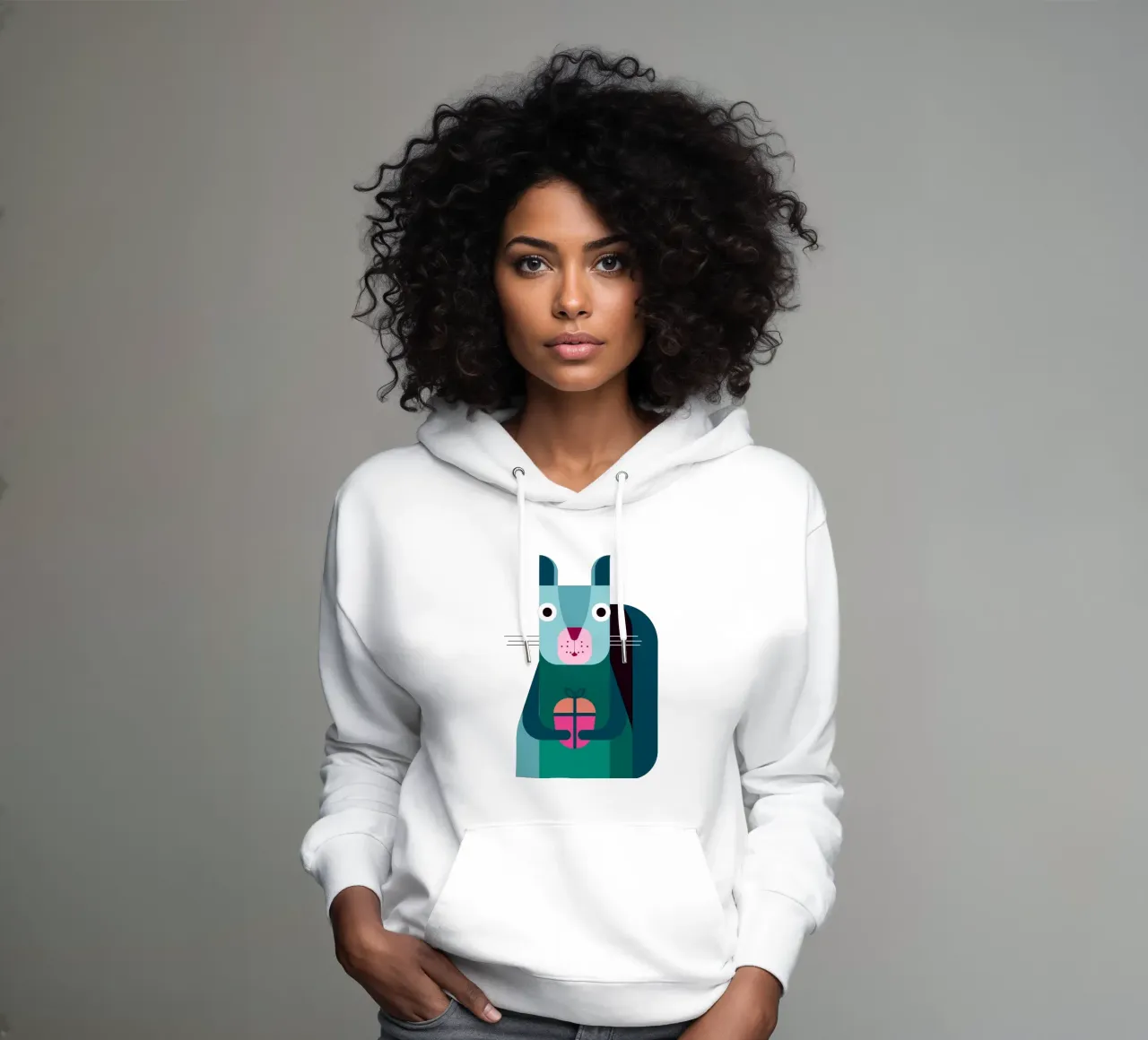 Eichhörnchen mit Geschenk felpa con cappuccio da DARIA IVANOVNA