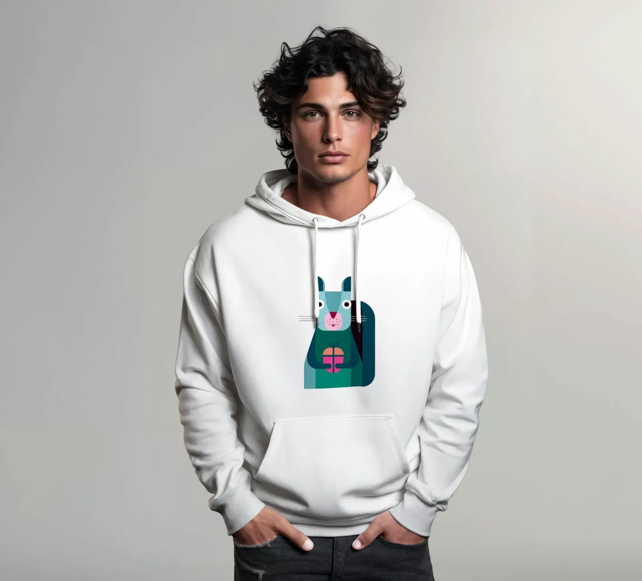 Eichhörnchen mit Geschenk felpa con cappuccio da DARIA IVANOVNA