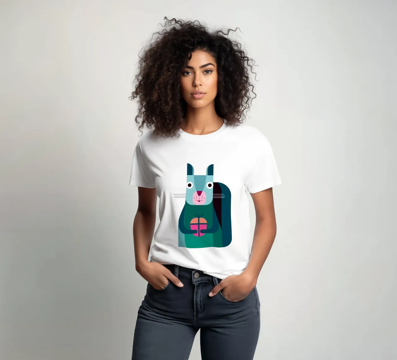 Eichhörnchen mit Geschenk t-shirt da DARIA IVANOVNA