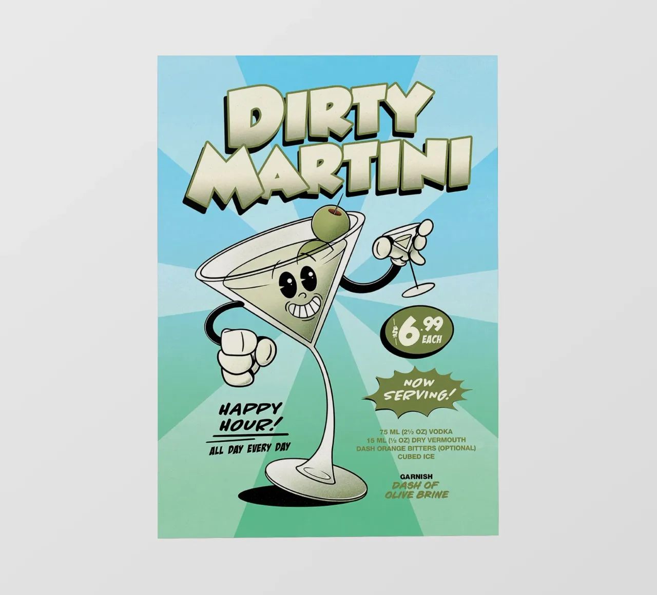 Cocktail Dirty Martini Groovy telo in pvc da Michael Glock