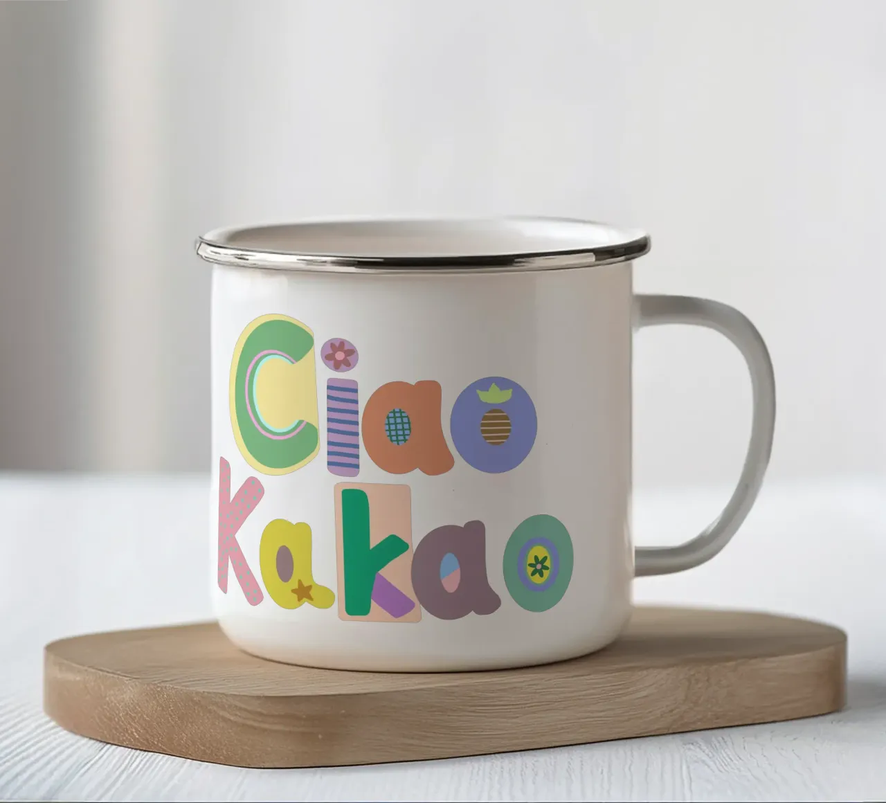Ciao Kakao tazza in smalto da Art House