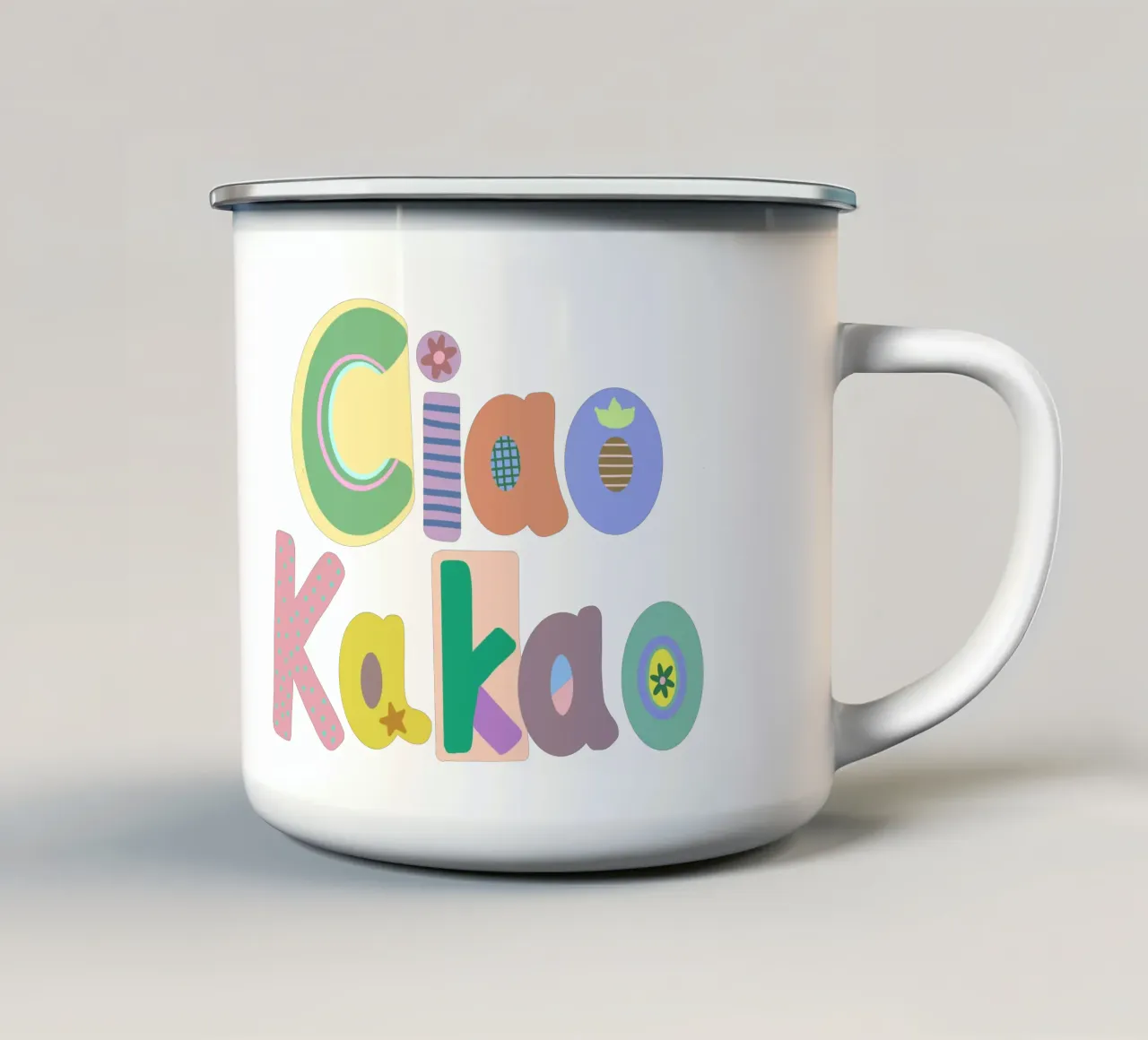 Ciao Kakao tazza in smalto da Art House