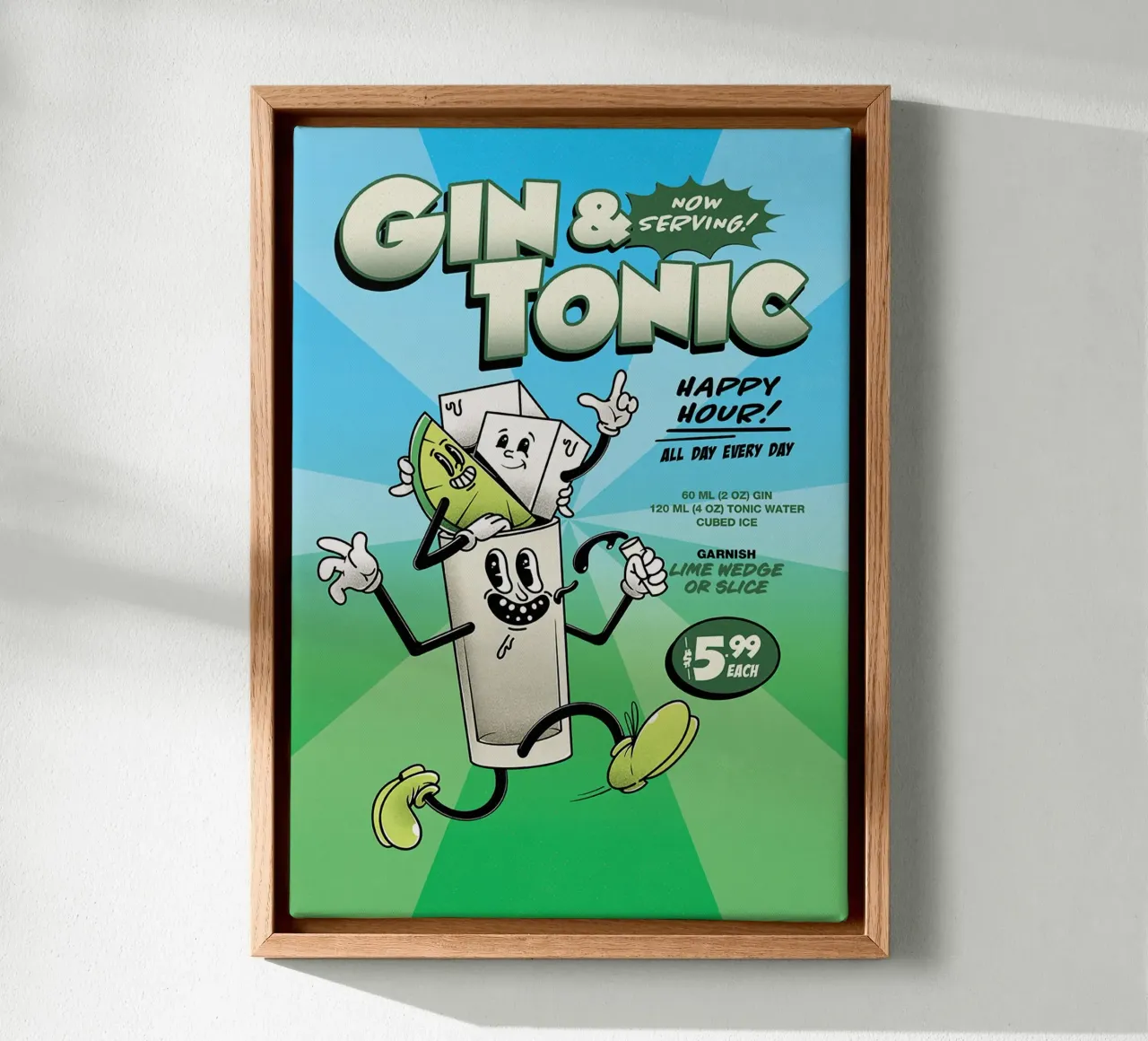 Cocktail Groovy a base di Gin e Tonic tela da Michael Glock
