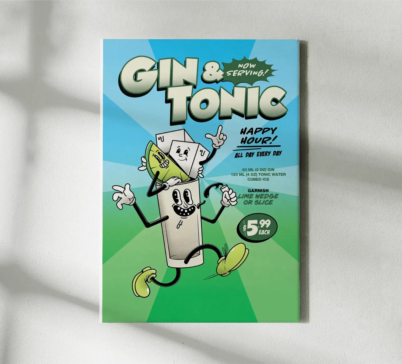 Cocktail Groovy a base di Gin e Tonic tela da Michael Glock