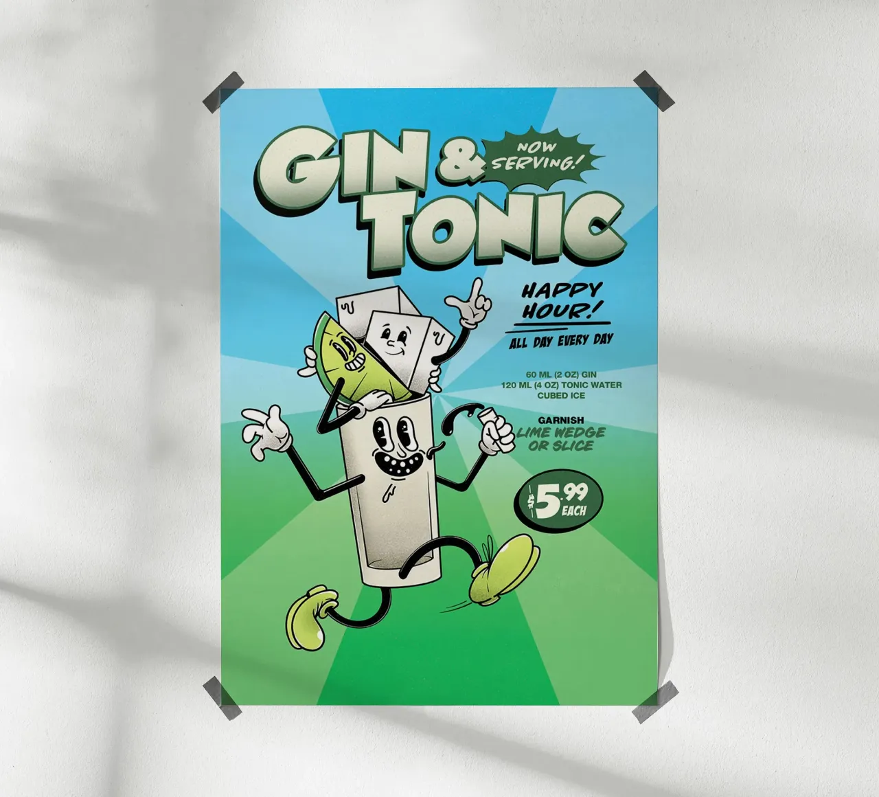 Cocktail Groovy a base di Gin e Tonic poster da Michael Glock