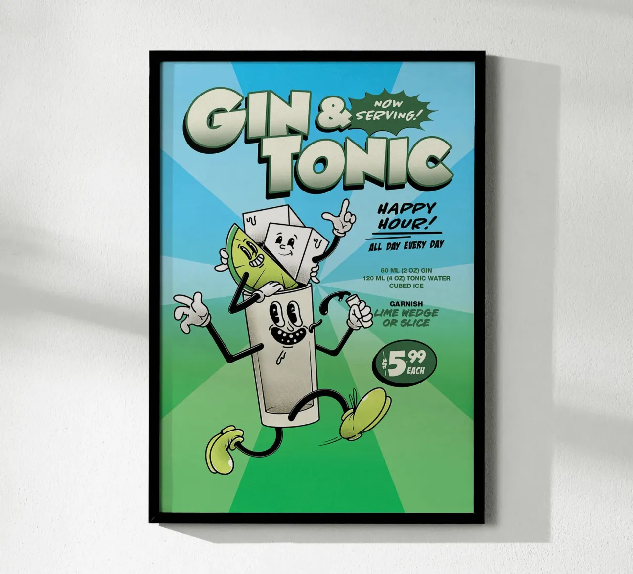 Cocktail Groovy a base di Gin e Tonic poster da Michael Glock
