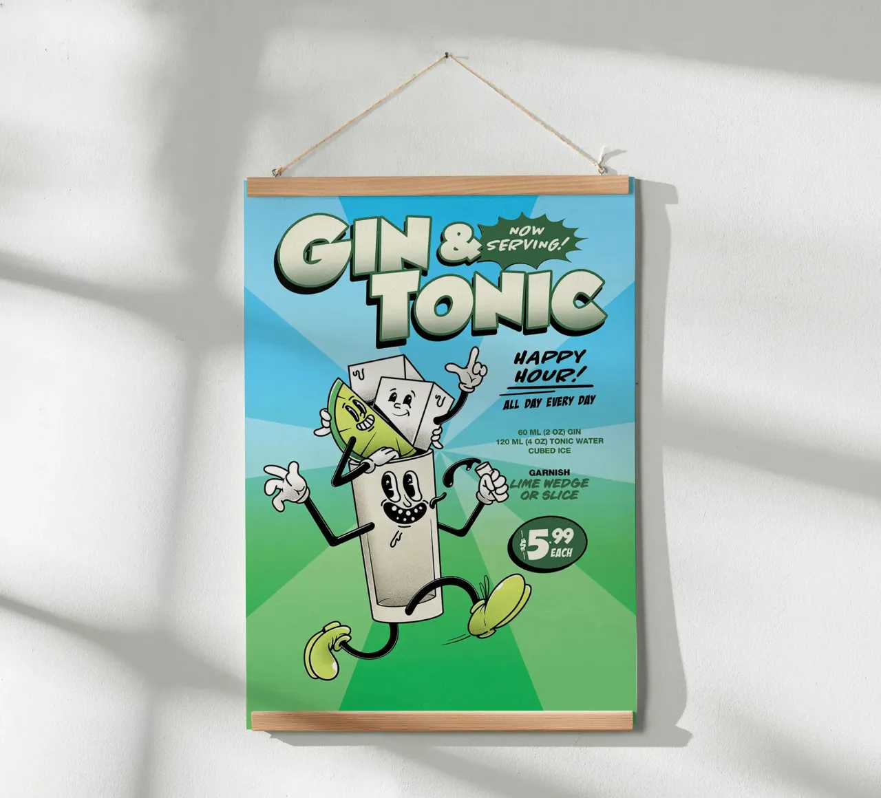 Cocktail Groovy a base di Gin e Tonic poster da Michael Glock