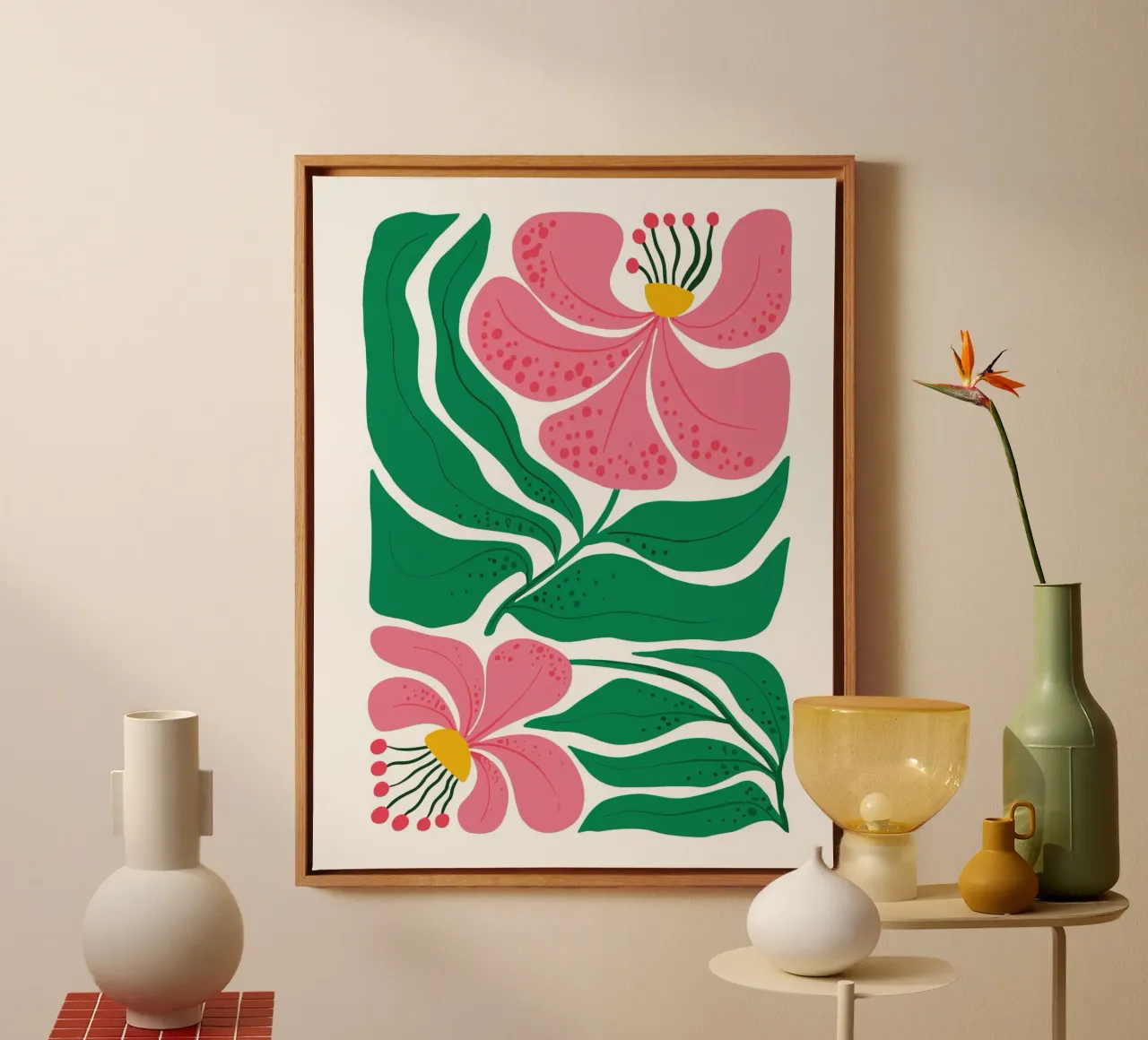 Pink Lily Abstraction tela da LisaArtes