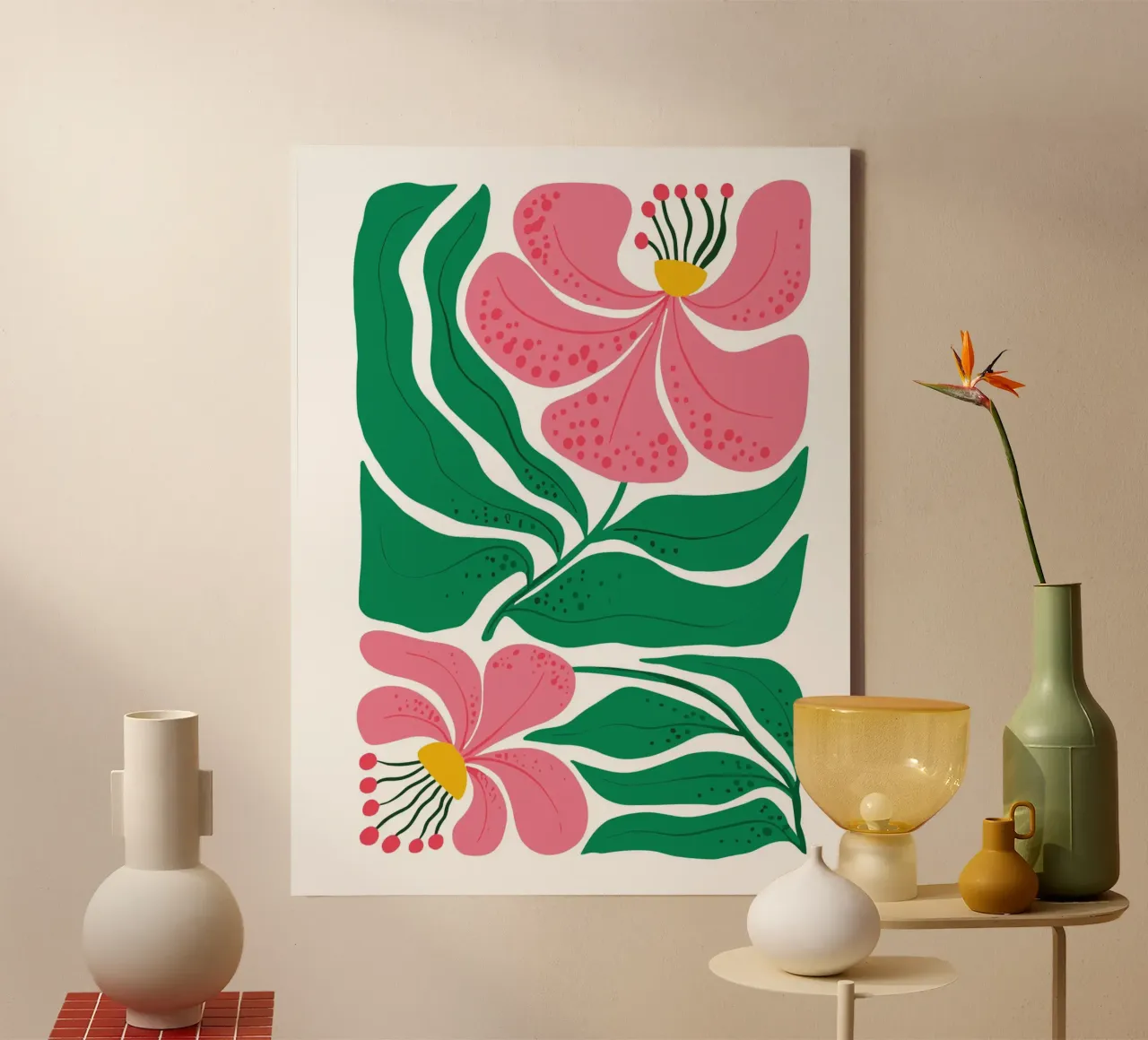 Pink Lily Abstraction tela da LisaArtes