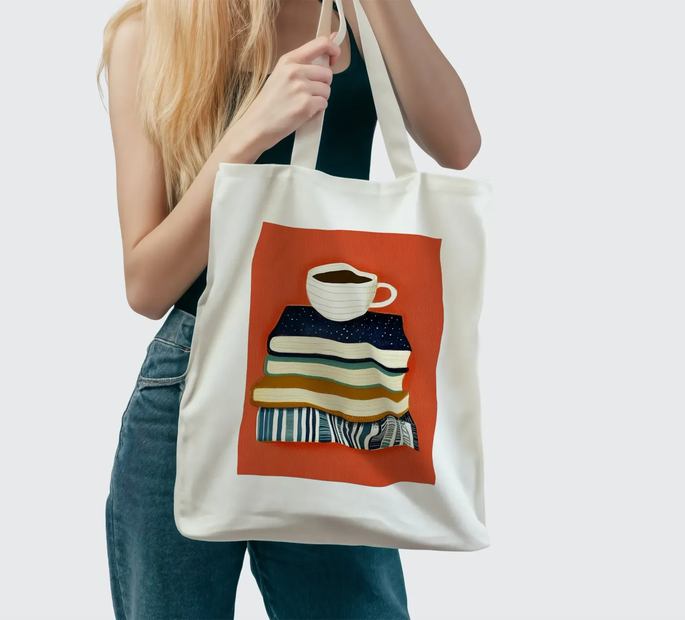 Caffè e libri borsa in juta da Curious Canvas