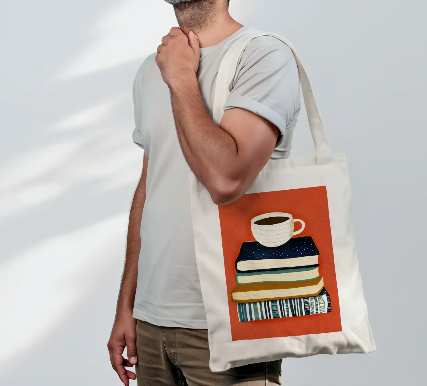 Caffè e libri borsa in juta da Curious Canvas