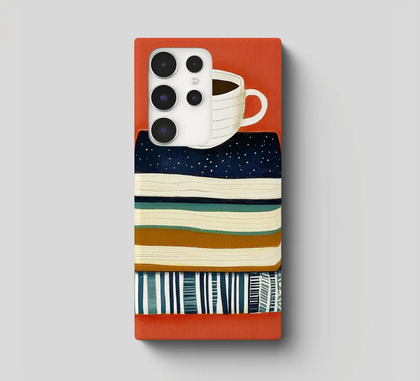 Caffè e libri cover samsung da Curious Canvas