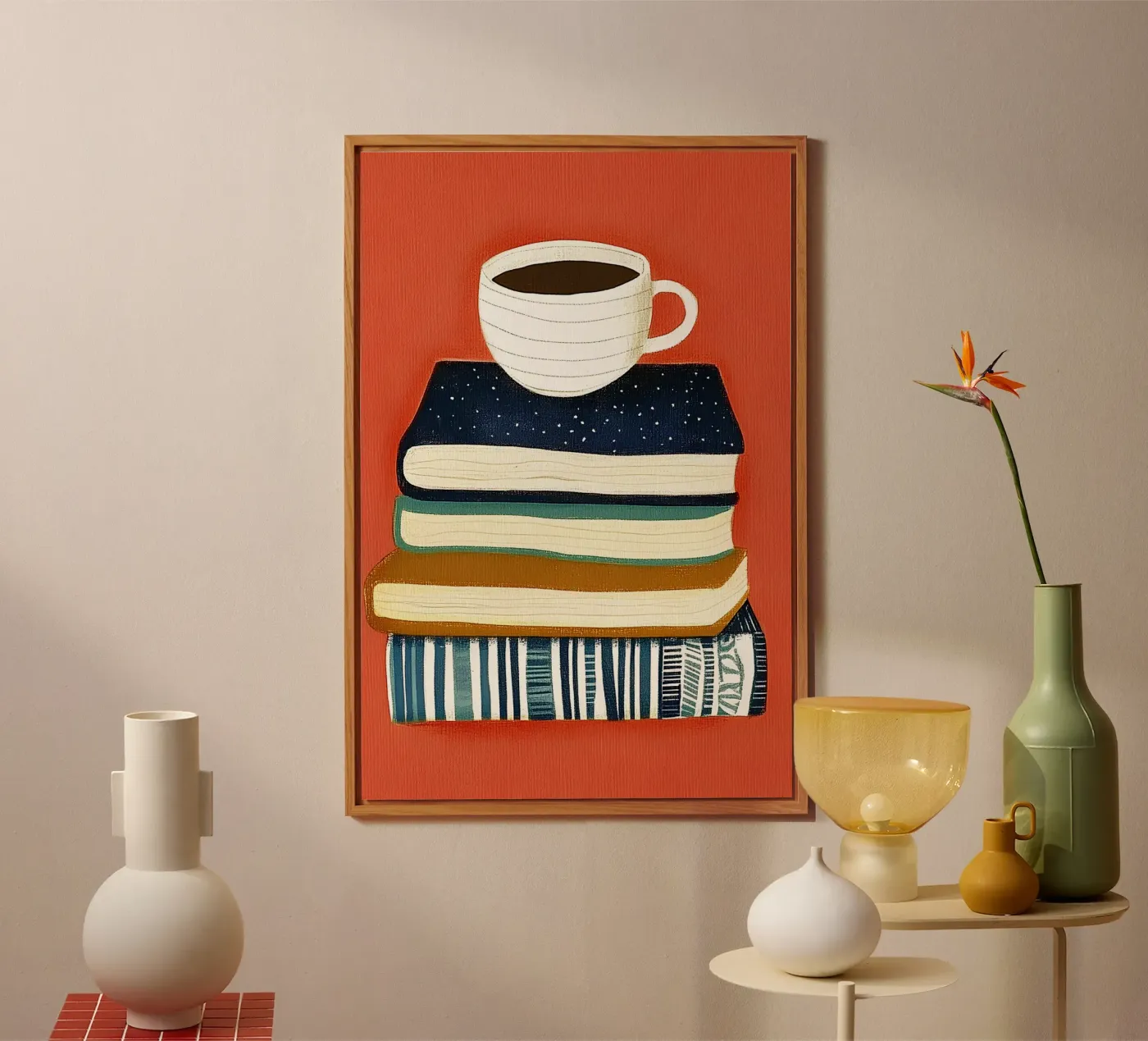 Caffè e libri alluminio dibond da Curious Canvas