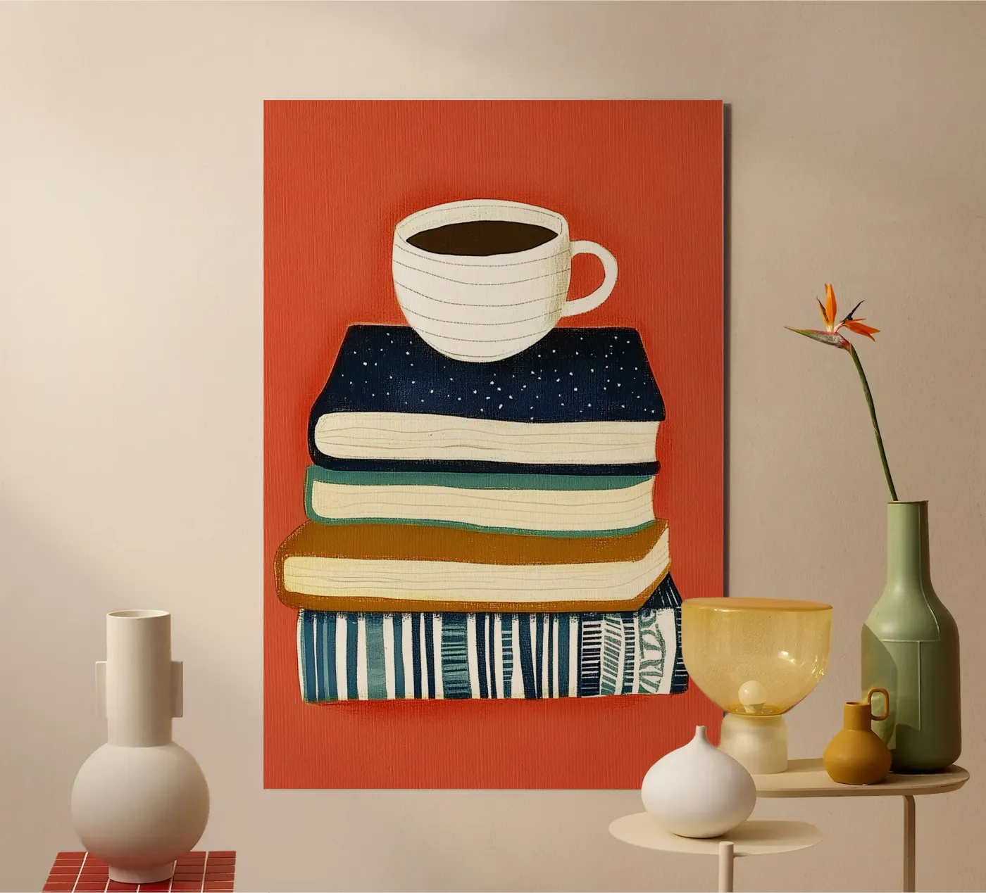 Caffè e libri alluminio dibond da Curious Canvas