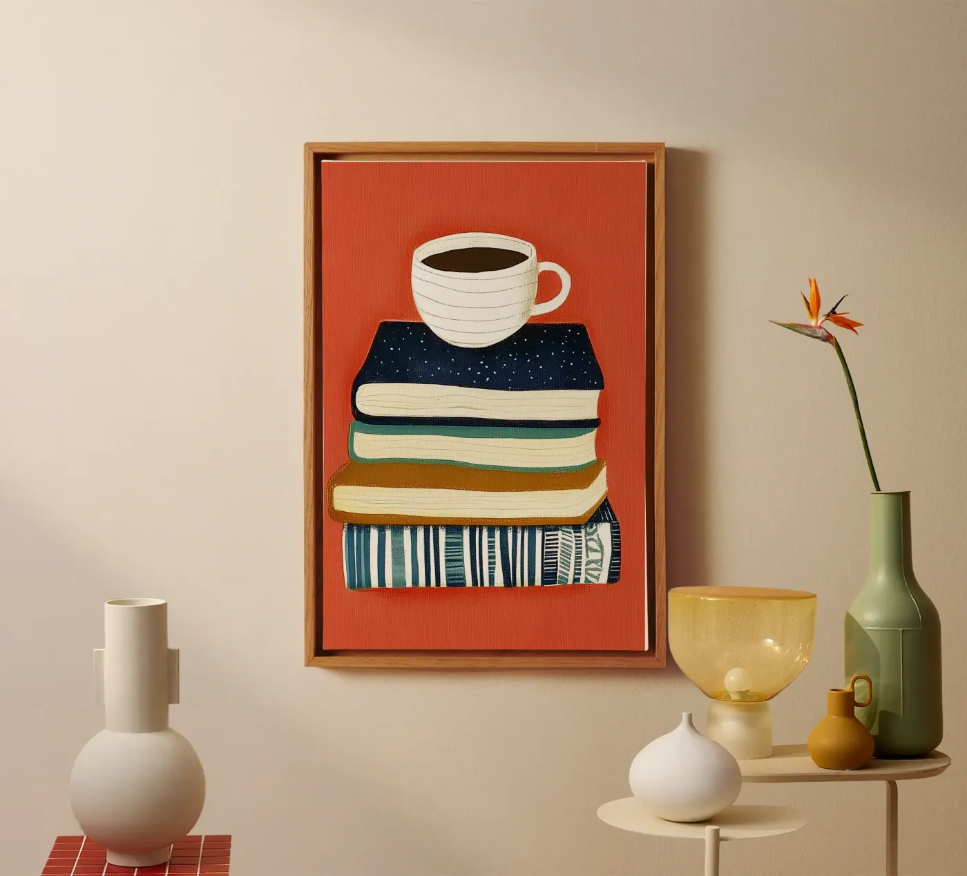 Caffè e libri tela da Curious Canvas