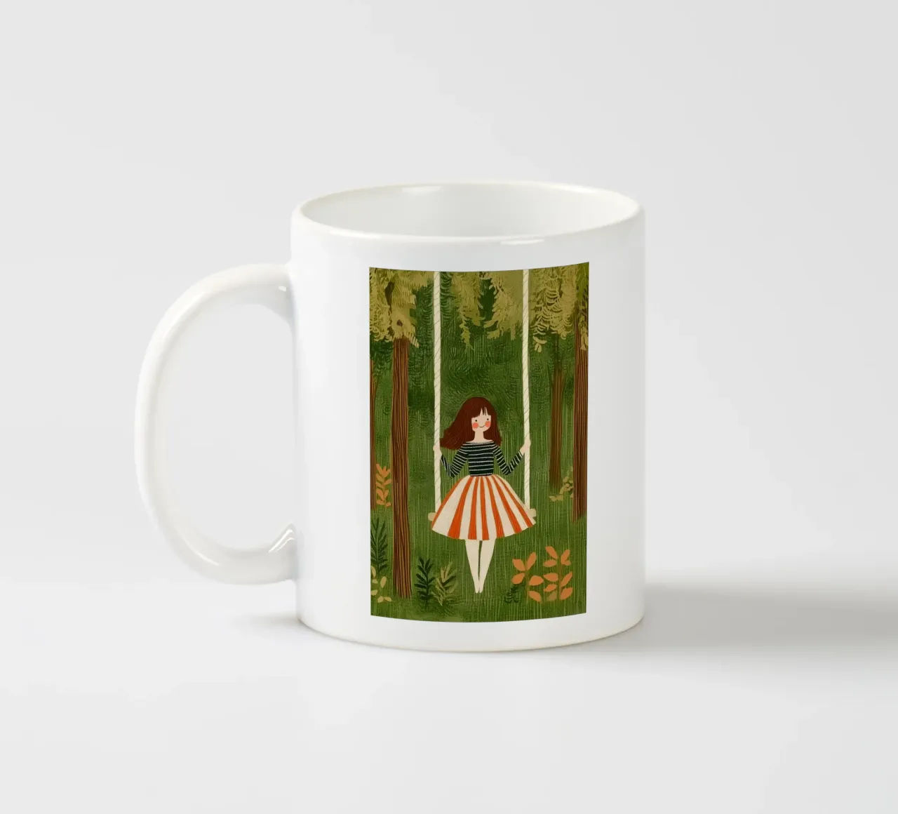 Altalena nella foresta tazza in ceramica da Curious Canvas