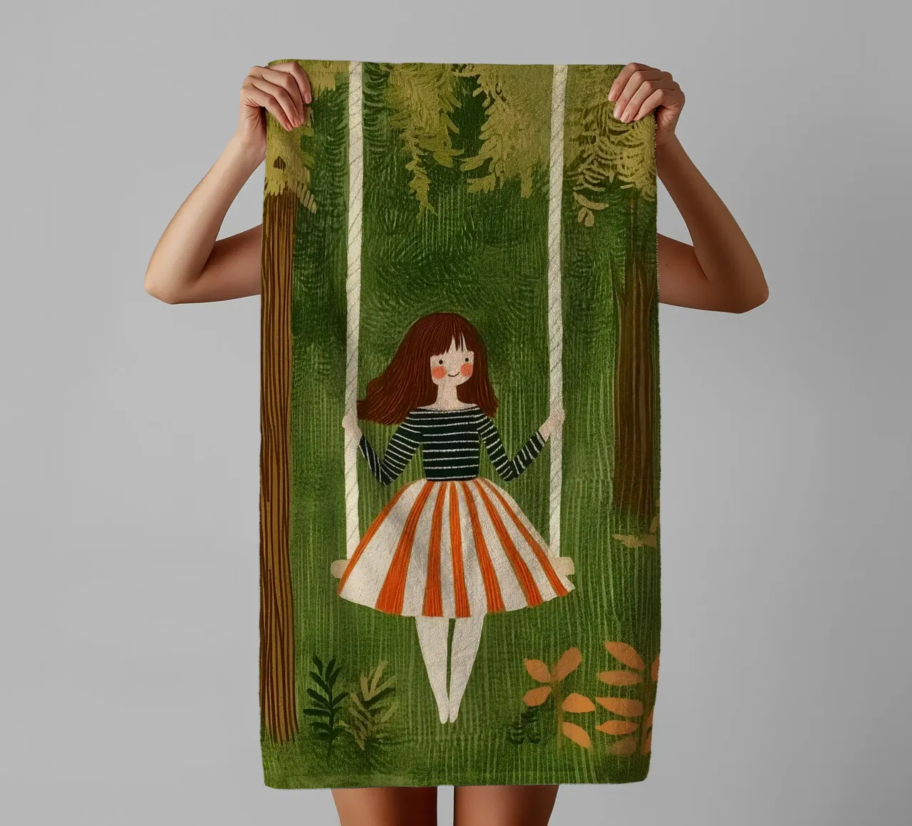 Altalena nella foresta asciugamano da bagno da Curious Canvas