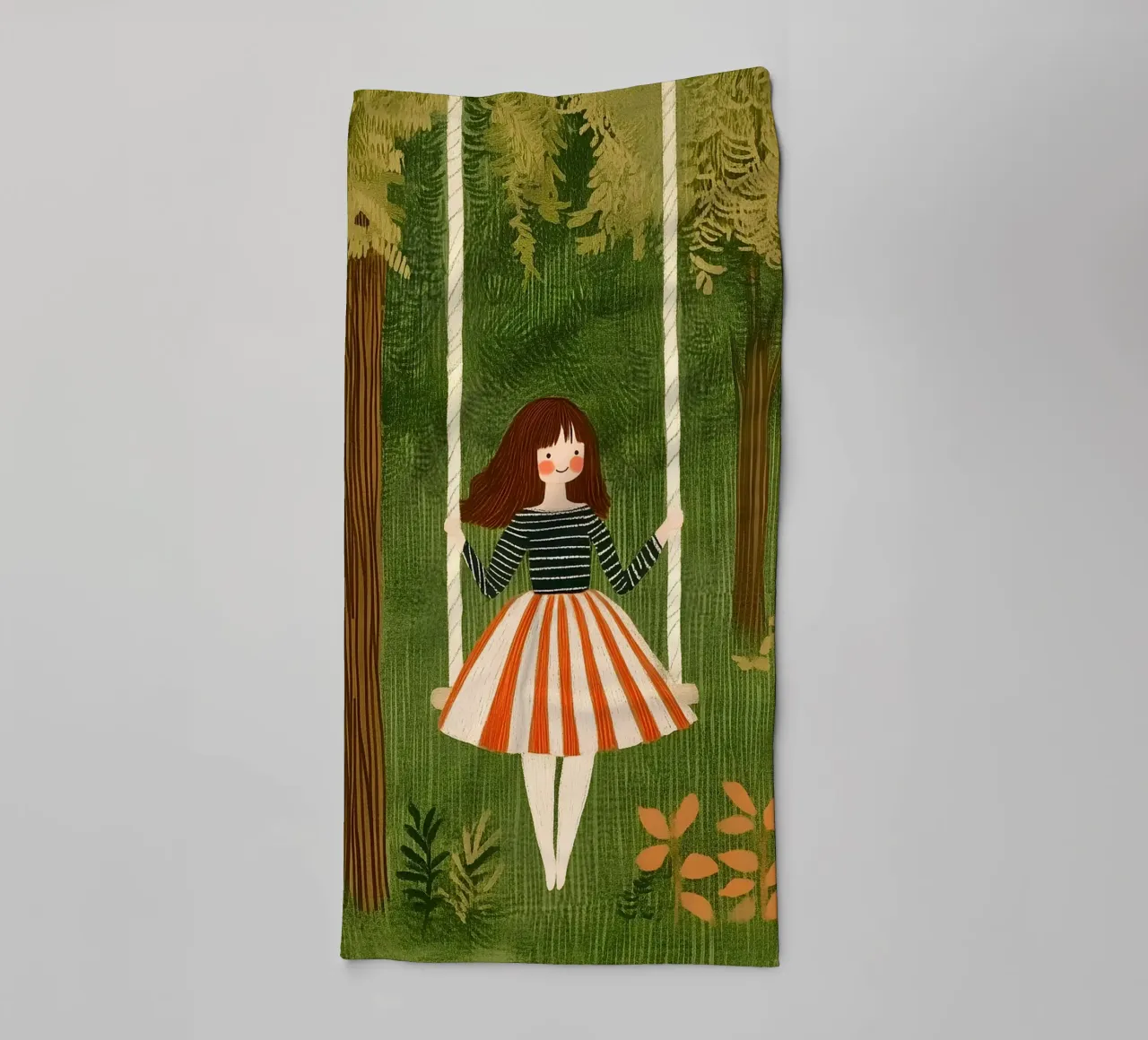 Altalena nella foresta asciugamano da bagno da Curious Canvas