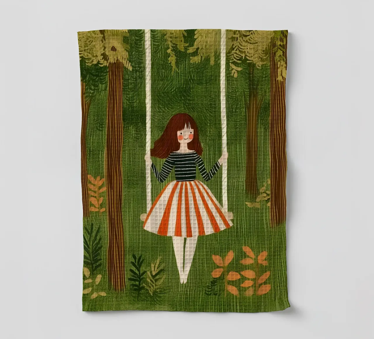 Balançoire dans la forêt torchon de Curious Canvas