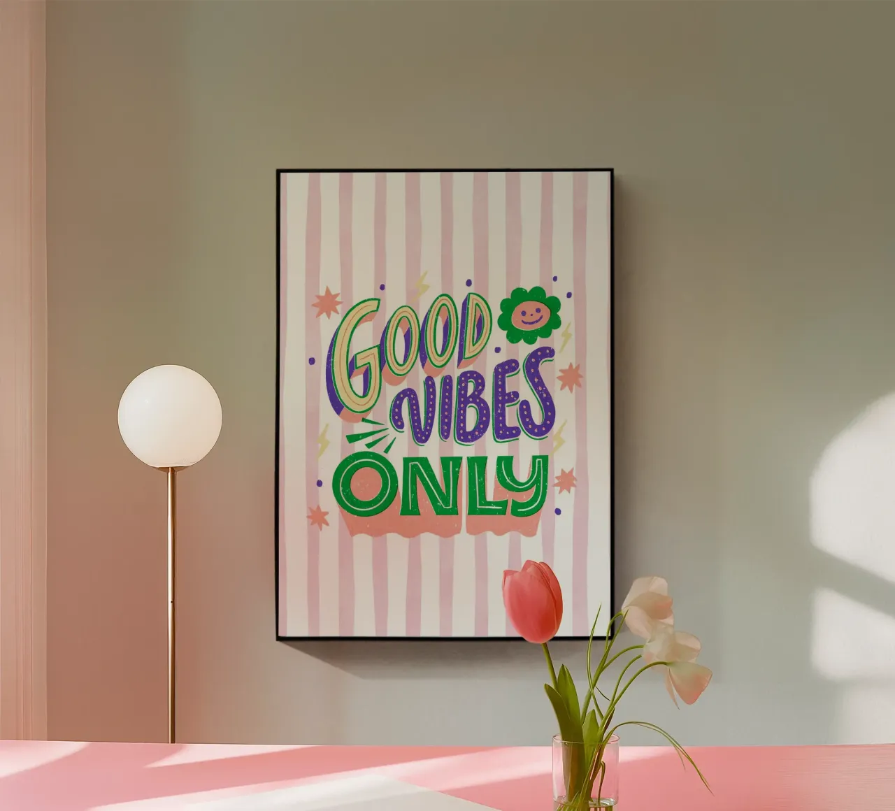 GOOD VIBES ONLY Stampa d'arte con scritte retrò e groovy plexiglass da dawnthesea