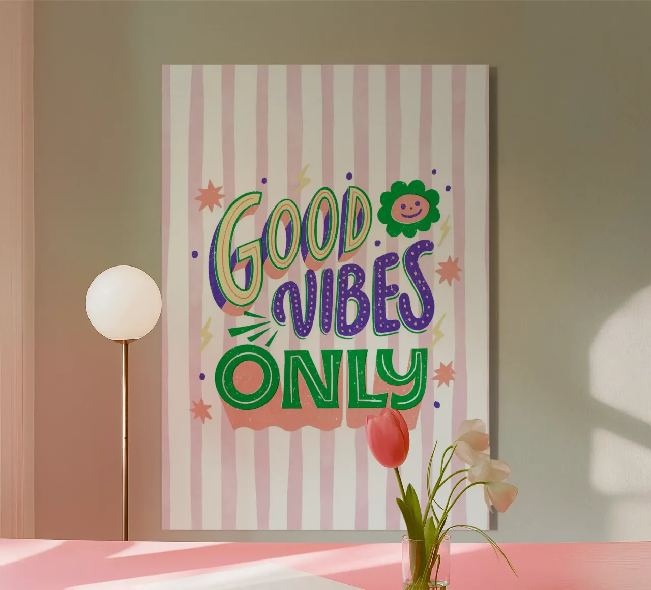 GOOD VIBES ONLY Stampa d'arte con scritte retrò e groovy plexiglass da dawnthesea