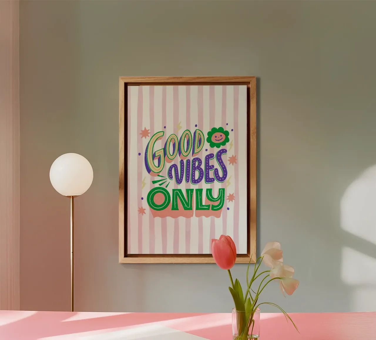 GOOD VIBES ONLY Stampa d'arte con scritte retrò e groovy alluminio dibond da dawnthesea