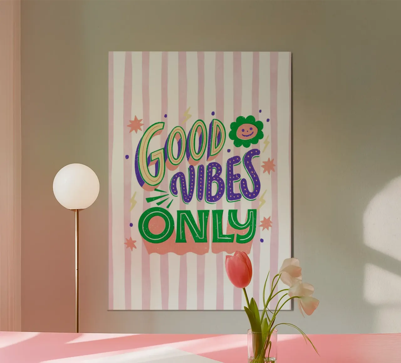 GOOD VIBES ONLY Stampa d'arte con scritte retrò e groovy alluminio dibond da dawnthesea