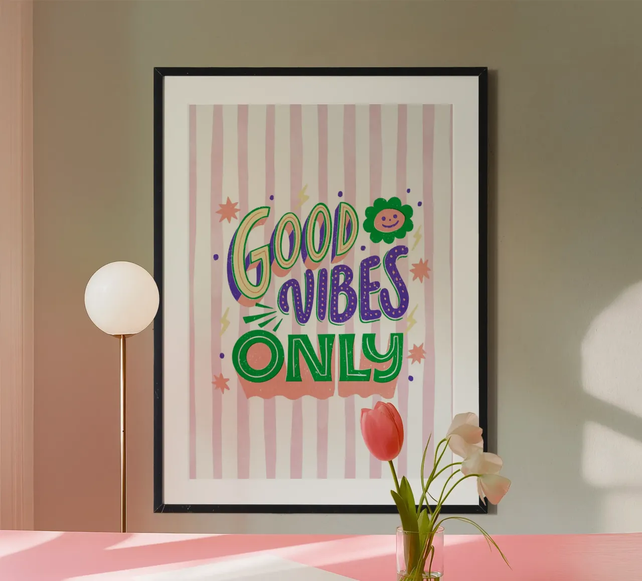 GOOD VIBES ONLY Stampa d'arte con scritte retrò e groovy carta hahnemühle da dawnthesea