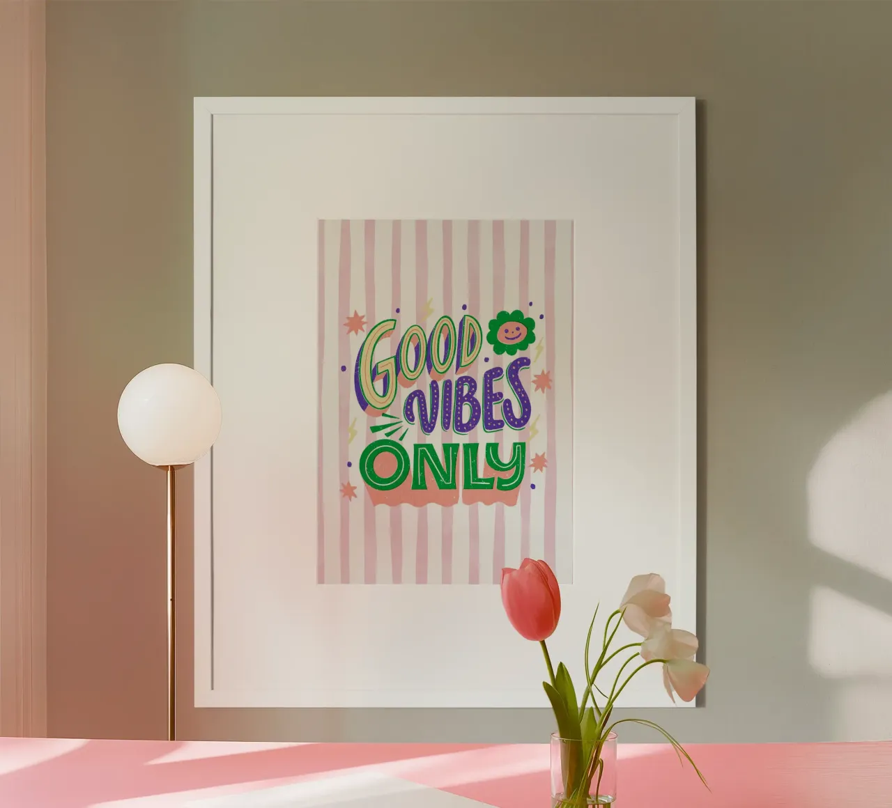 GOOD VIBES ONLY Stampa d'arte con scritte retrò e groovy carta hahnemühle da dawnthesea