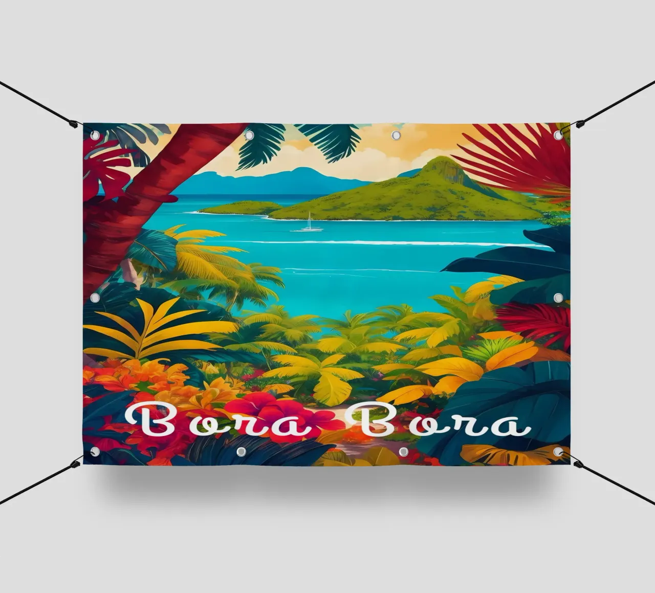 Bora Bora Sud Pacifico Scena tropicale telo in pvc da Charnwood Prints