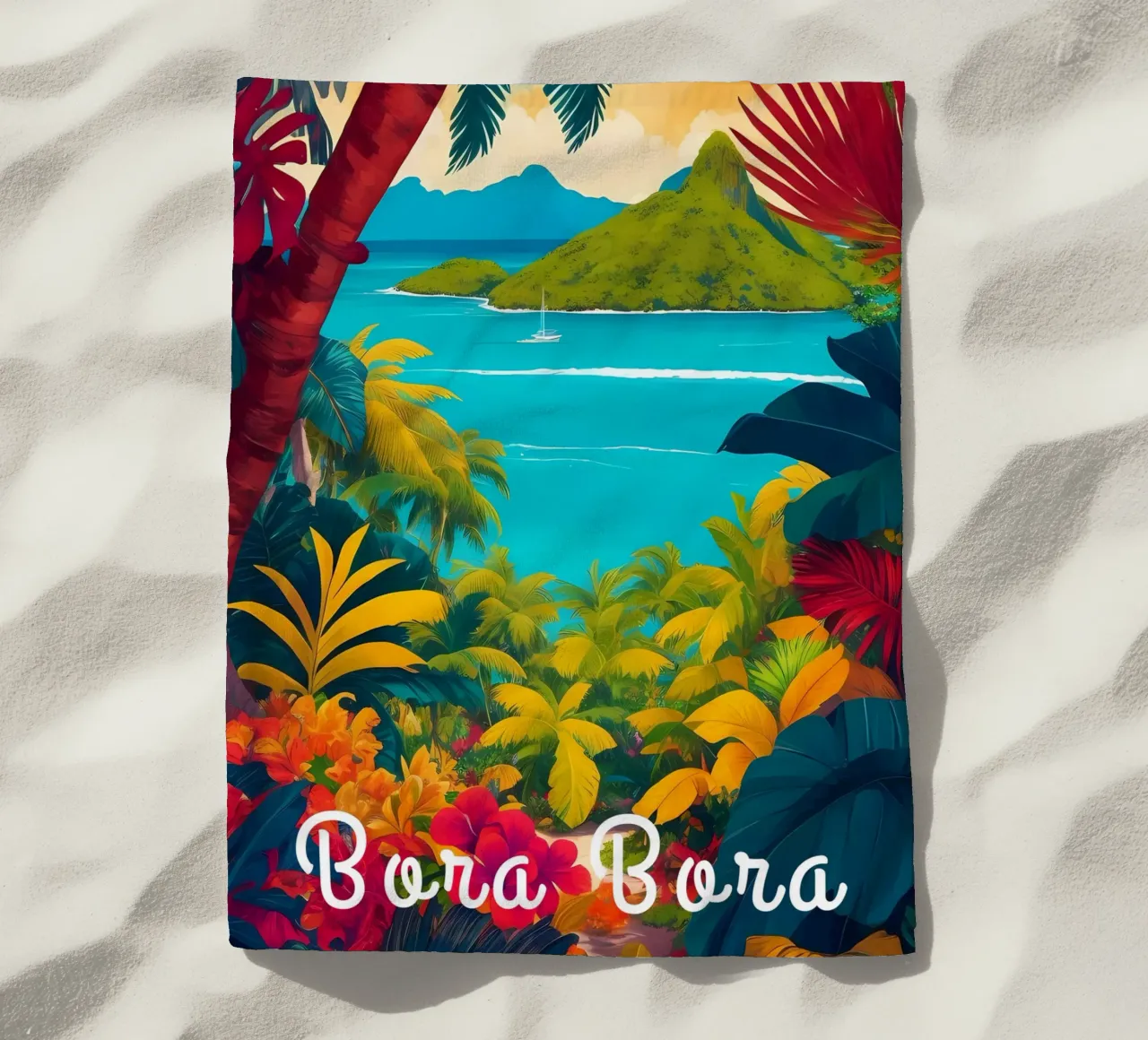 Bora Bora Sud Pacifico Scena tropicale telo mare da Charnwood Prints