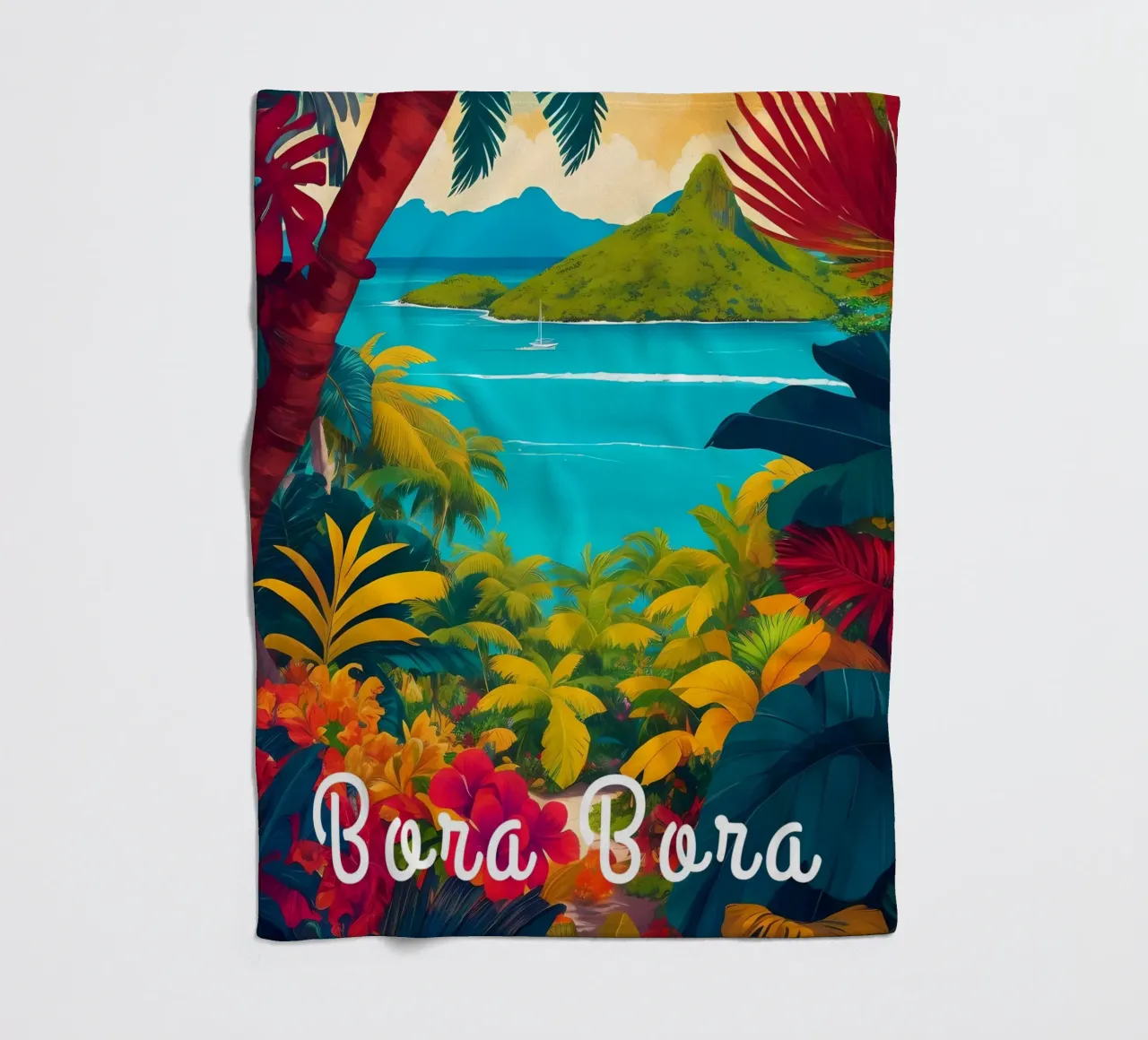 Bora Bora Sud Pacifico Scena tropicale coperta in pile da Charnwood Prints