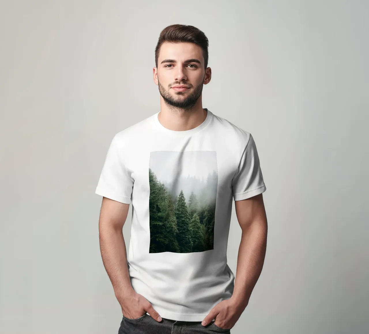 Vancouver, Canada I Foresta di abeti in una nebbia mistica t-shirt da Julie Travel Photography