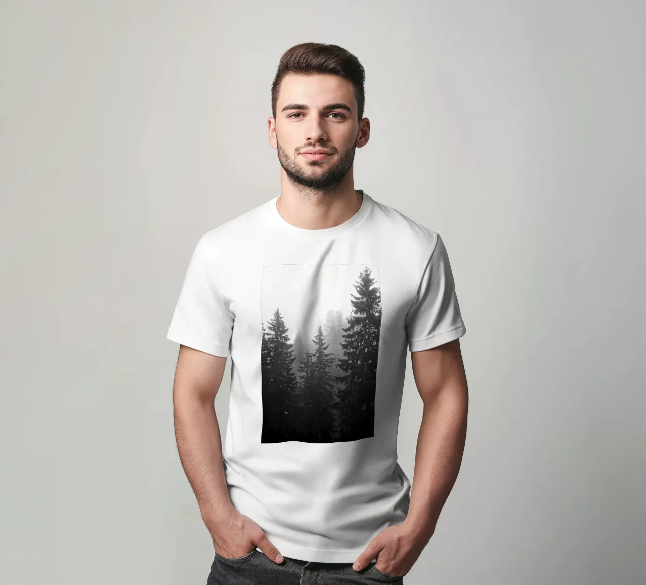 Foggy coniferous forest t-shirt da Fjöllart