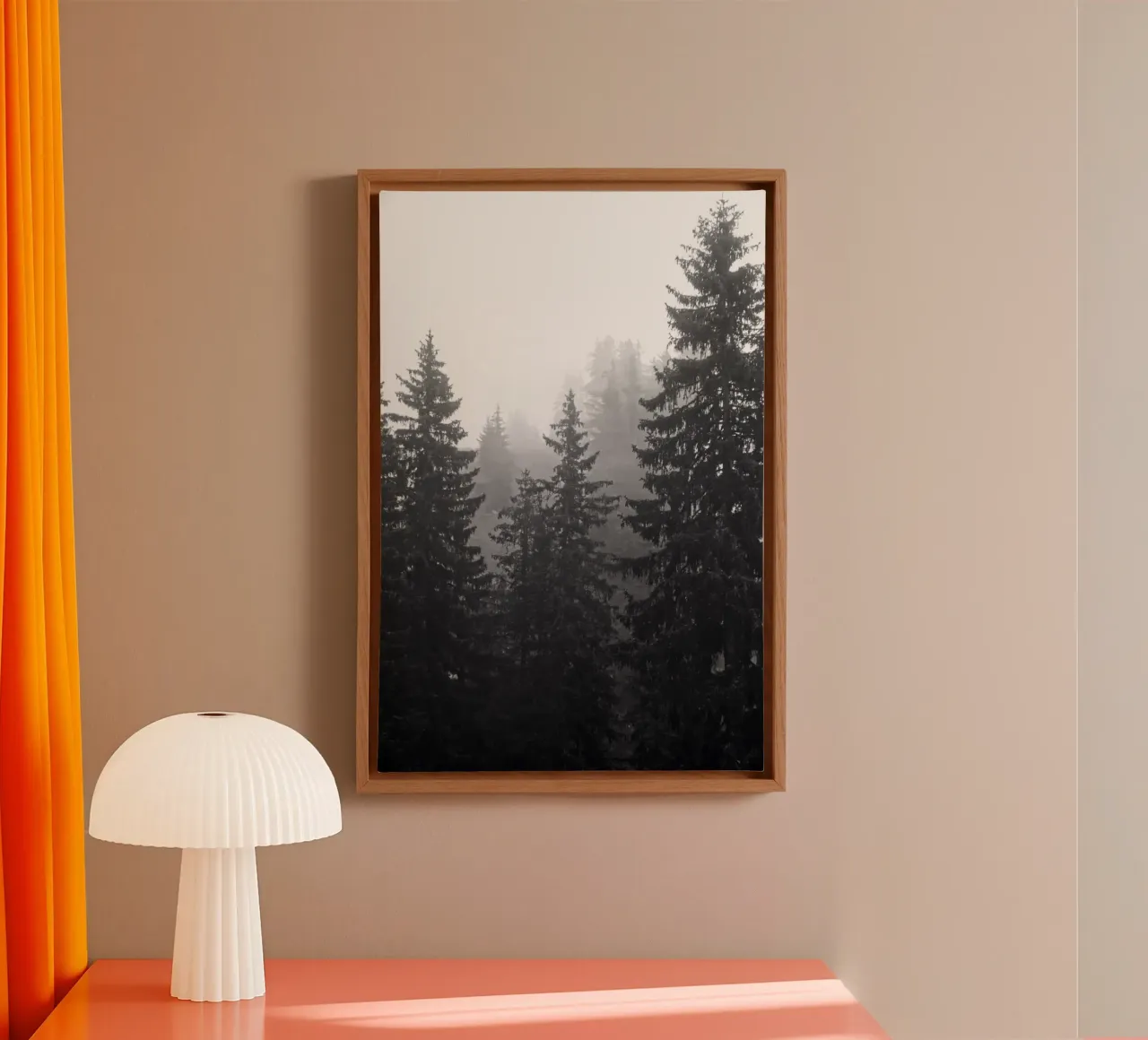 Foggy coniferous forest tela con Cornice a cassetta da Fjöllart