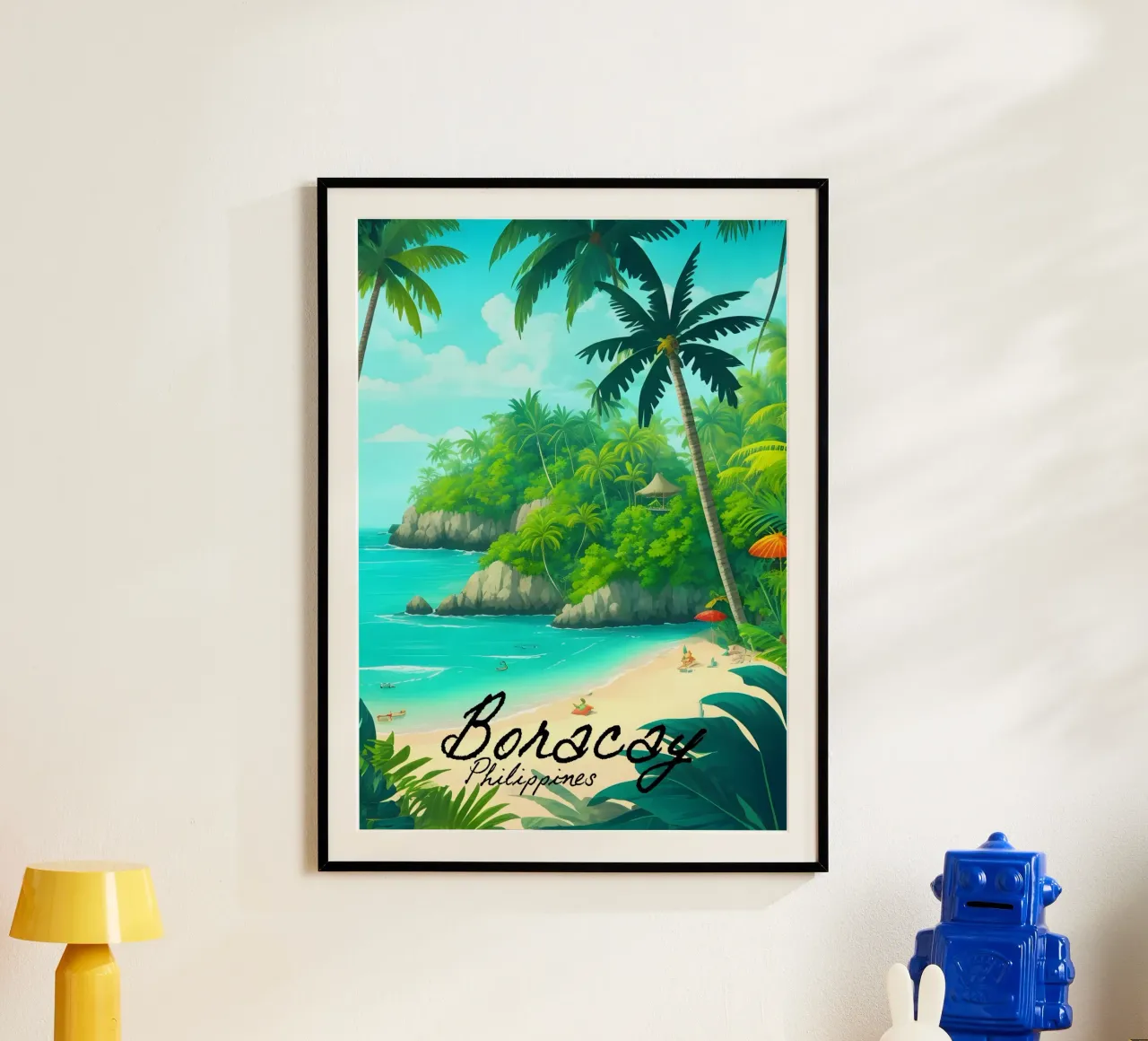 Viaggio Boracay Filippine poster con telaio in plastica da Charnwood Prints