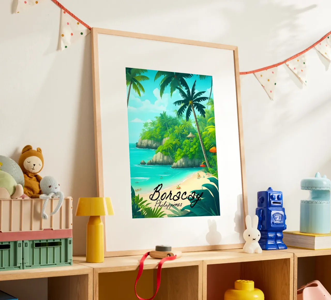 Viaggio Boracay Filippine poster con telaio in plastica da Charnwood Prints