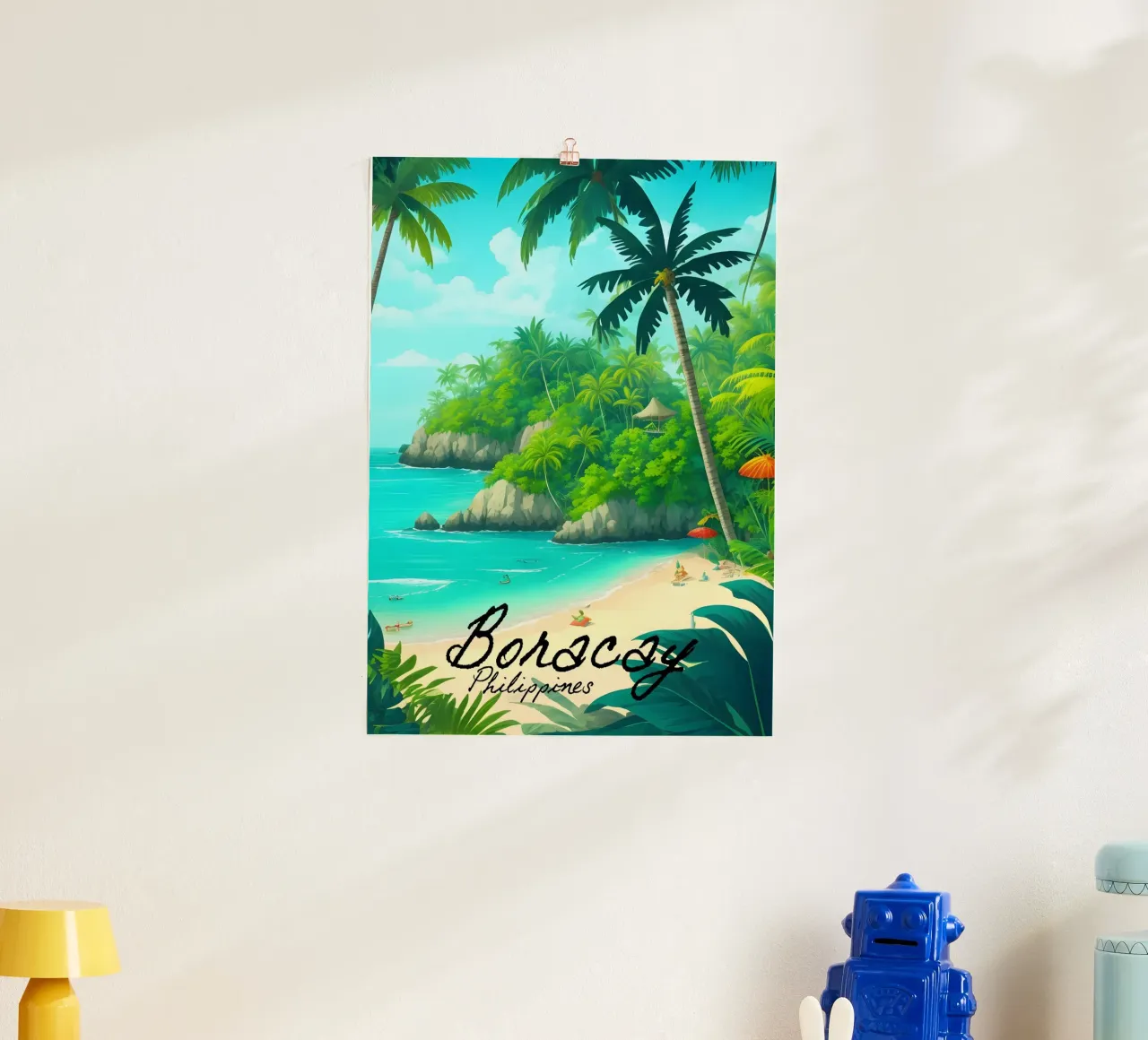 Viaggio Boracay Filippine poster con telaio in plastica da Charnwood Prints