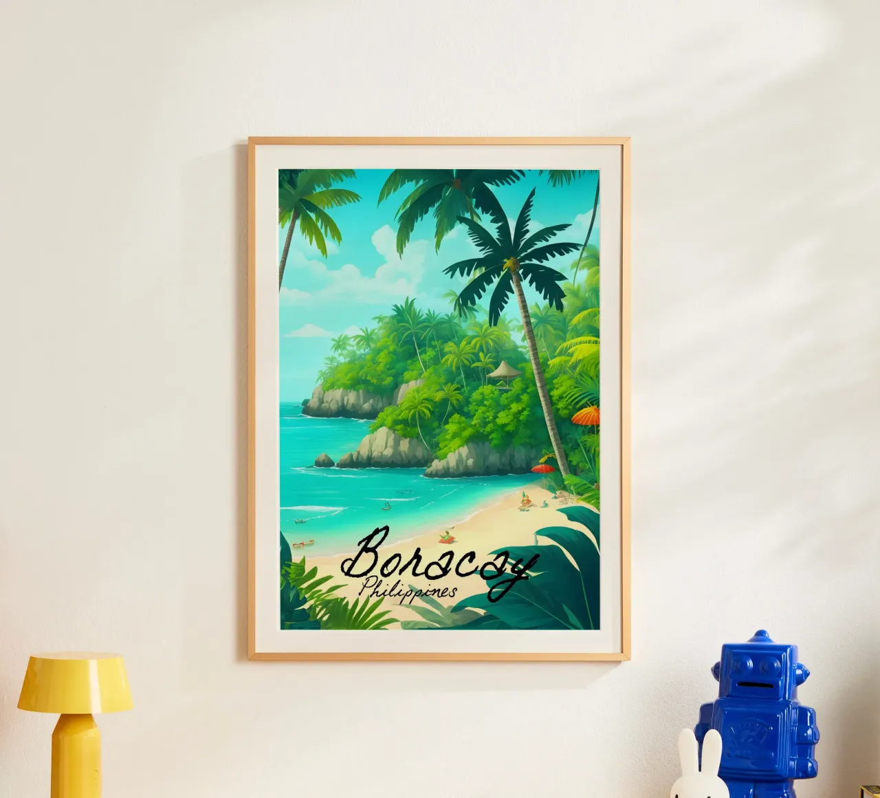 Viaggio Boracay Filippine poster con telaio in plastica da Charnwood Prints